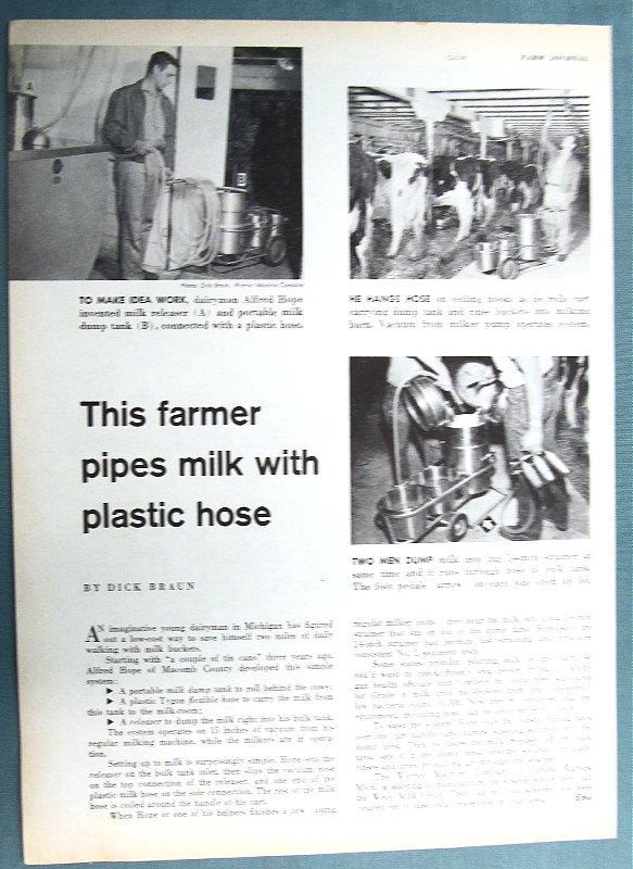 Original 1958 Dairy Photo Ad Features Alfred Hope of Macomb County Michigan