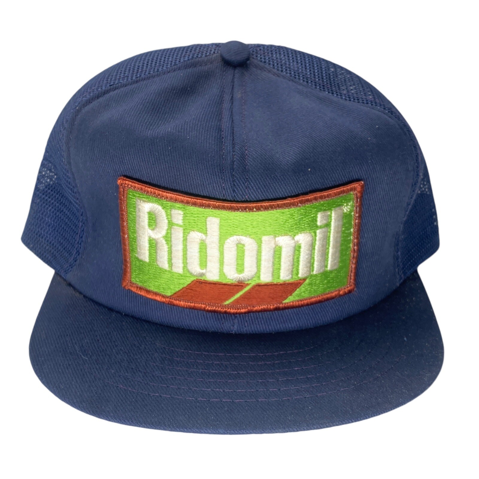 Ridomil Agriculture Farm Cap Embroidered Patch Snapback Trucker Hat Blue Vintage