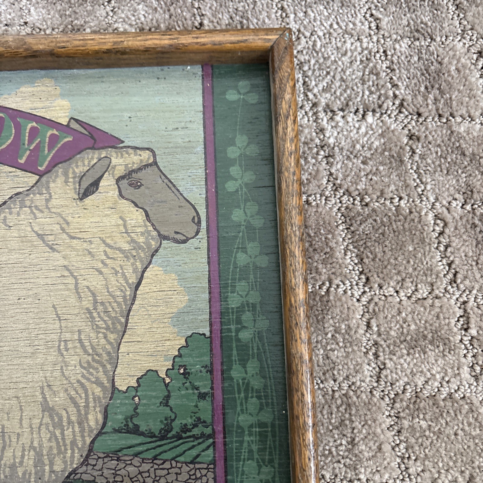 VTG Wood Farmhouse Sign/Tray Hampshire Suffolk Sheep Still Meadow Decor,13×16
