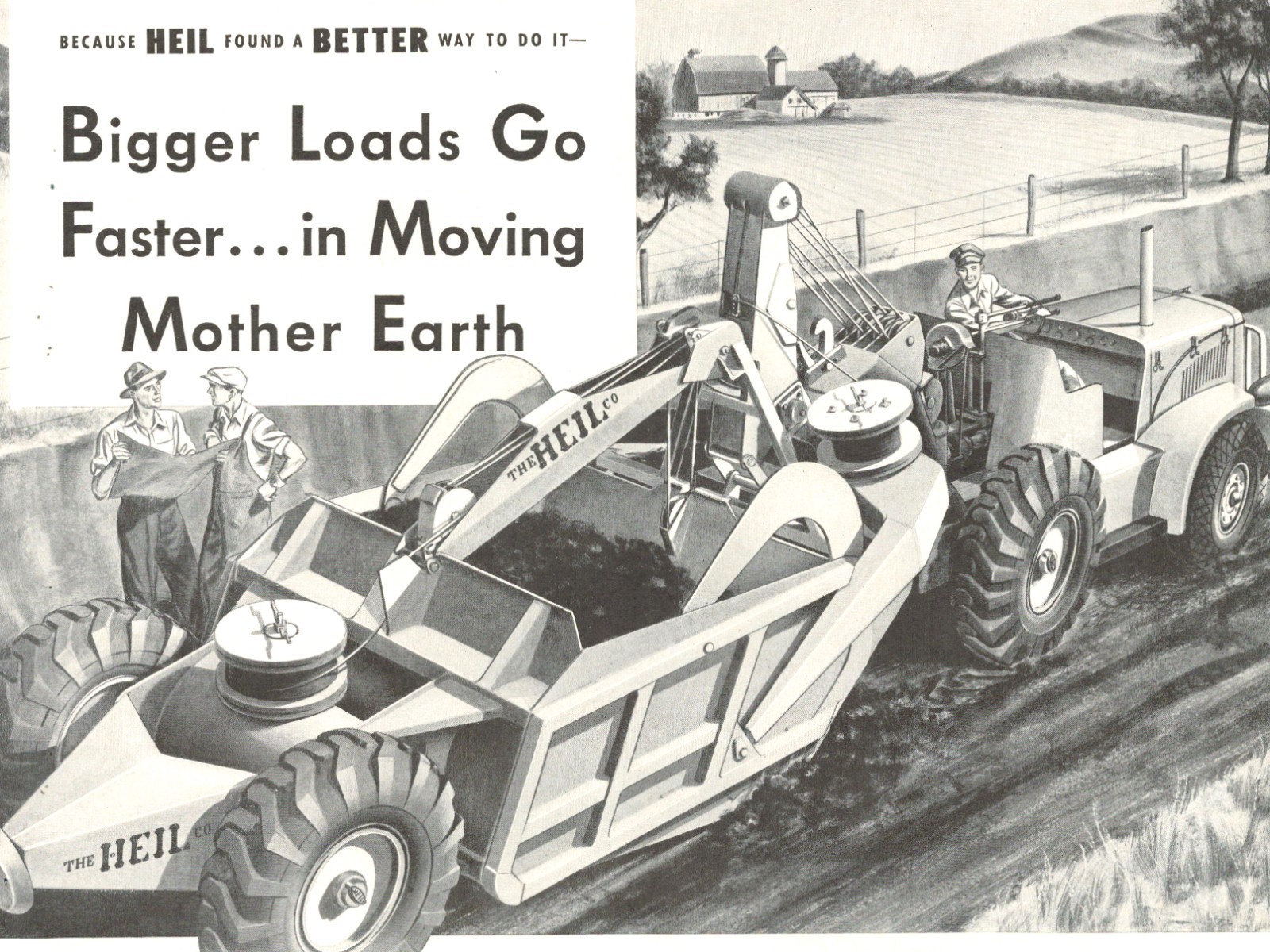 Heil tractor farm equipment scoops Milwaukee vintage print ad 1942 WWII trucks
