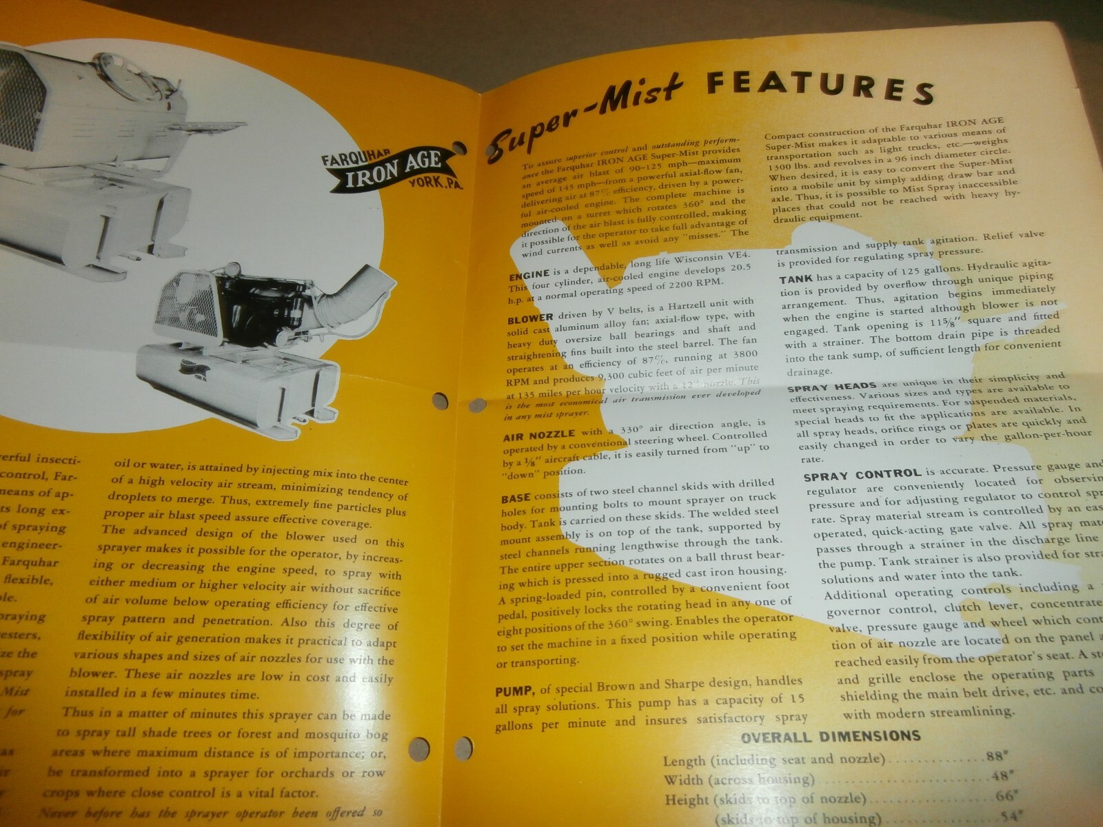 Vintage Farquhar Iron Age York PA Super Mist Sprayer Brochure