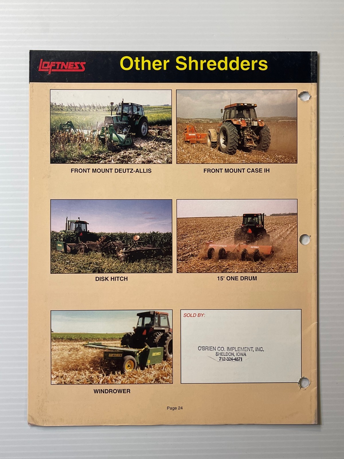 Vintage Original Loftness Multi- Crop Shredders – Dealer Sales Brochure *1990s*
