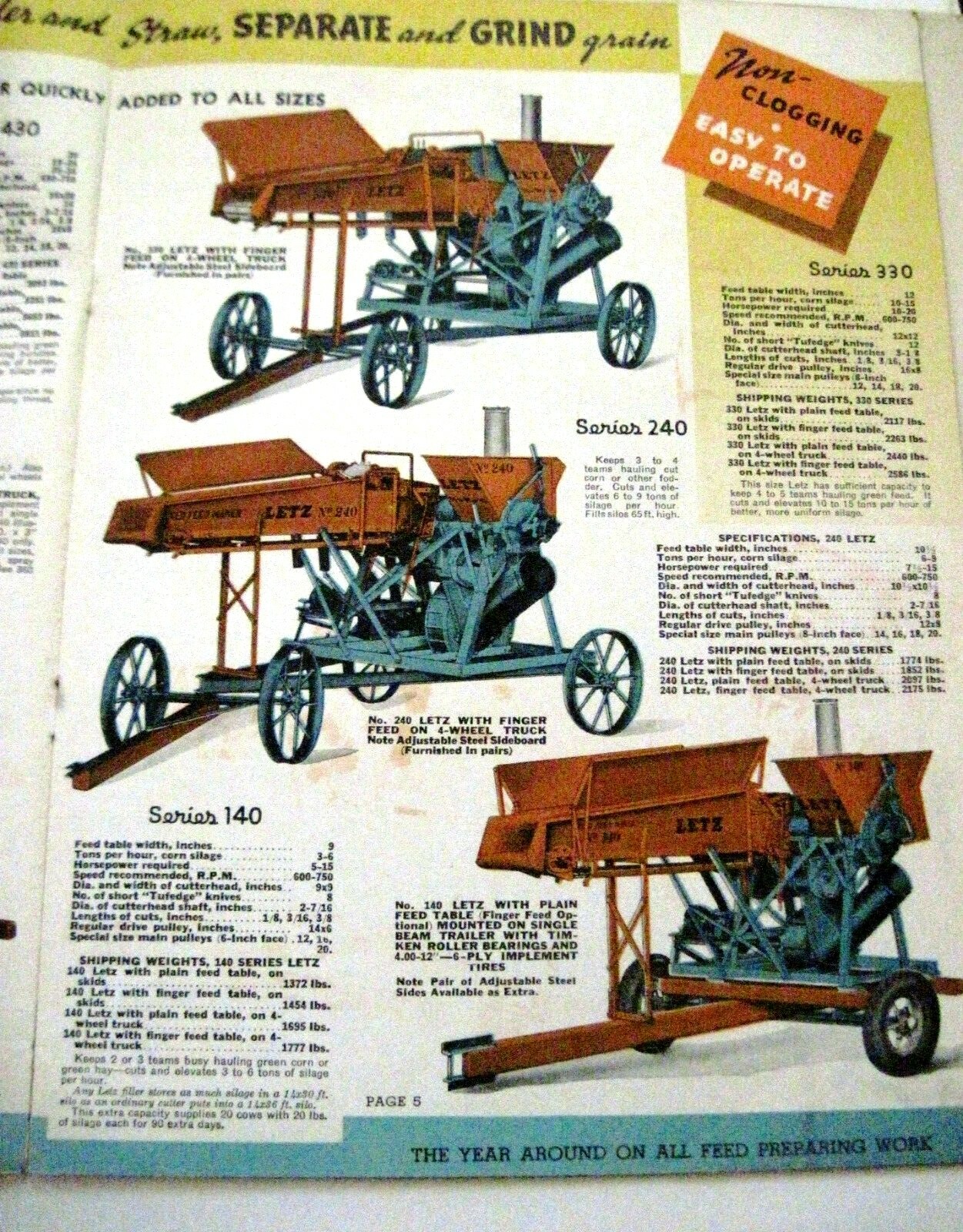1939 Catalog « Letz » Farm Equipment w/ (4) Pamphlets – Describes Cows Stomach *