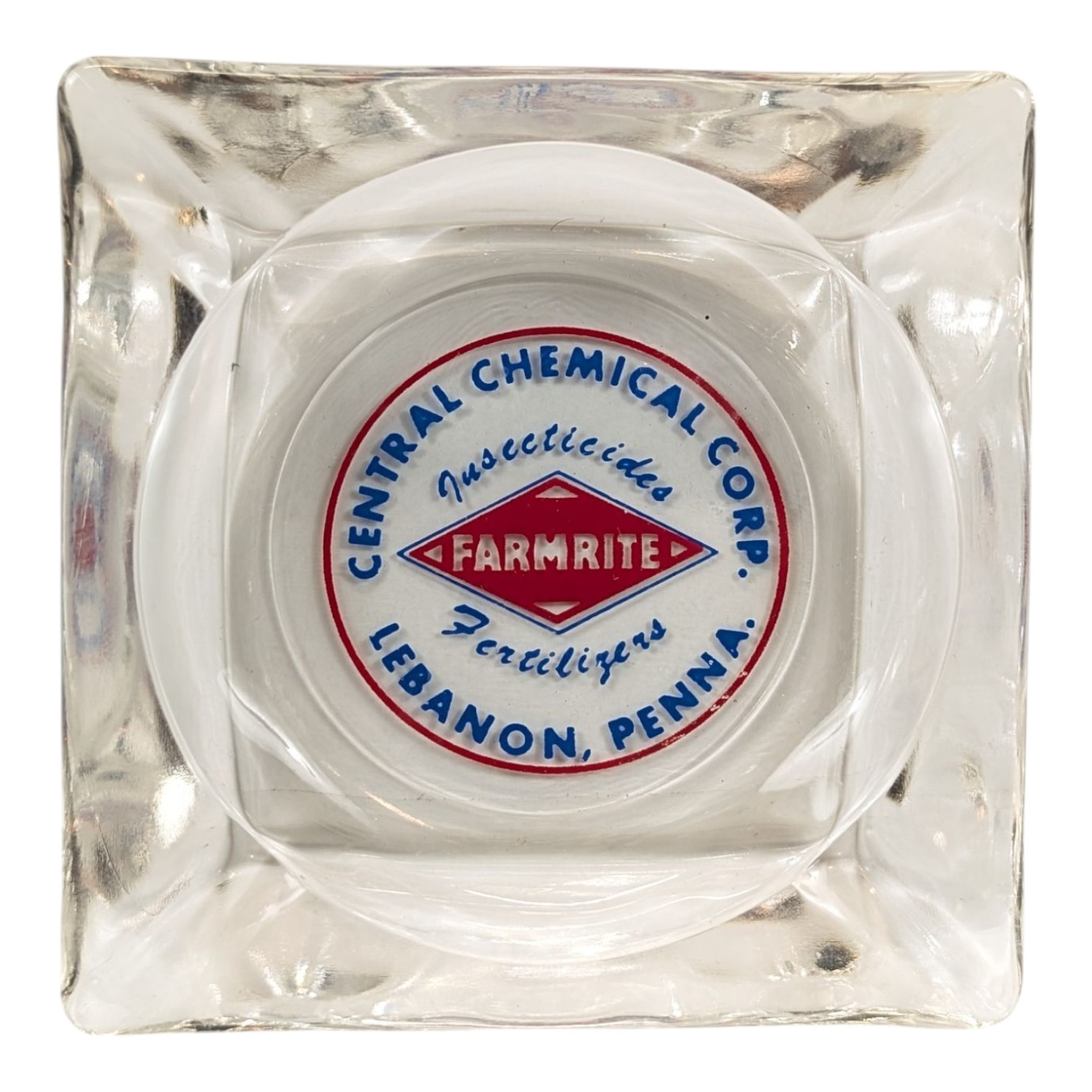 Central Chemical Co Farmrite Fertilizers Lebanon Penna Pa Glass Ashtray