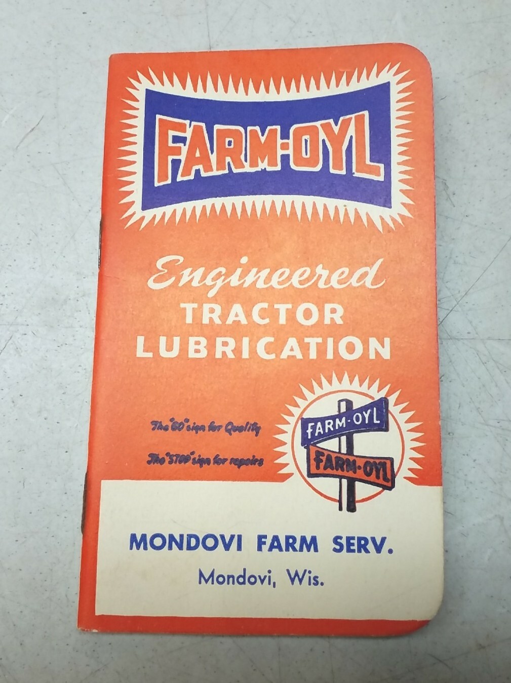 Farm Oyl Memo Book 1949 50 Petroleum Advertising Mondovi Farm Service Wisconsin