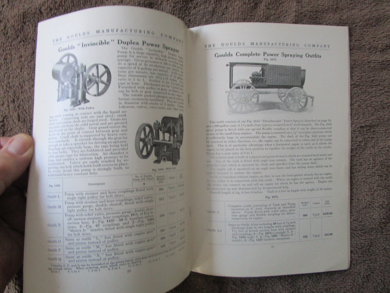 GOULDS MANUFACTURING CO. SPRAYERS – SENECA FALLS, N.Y. – Catalog/Prices – 1916