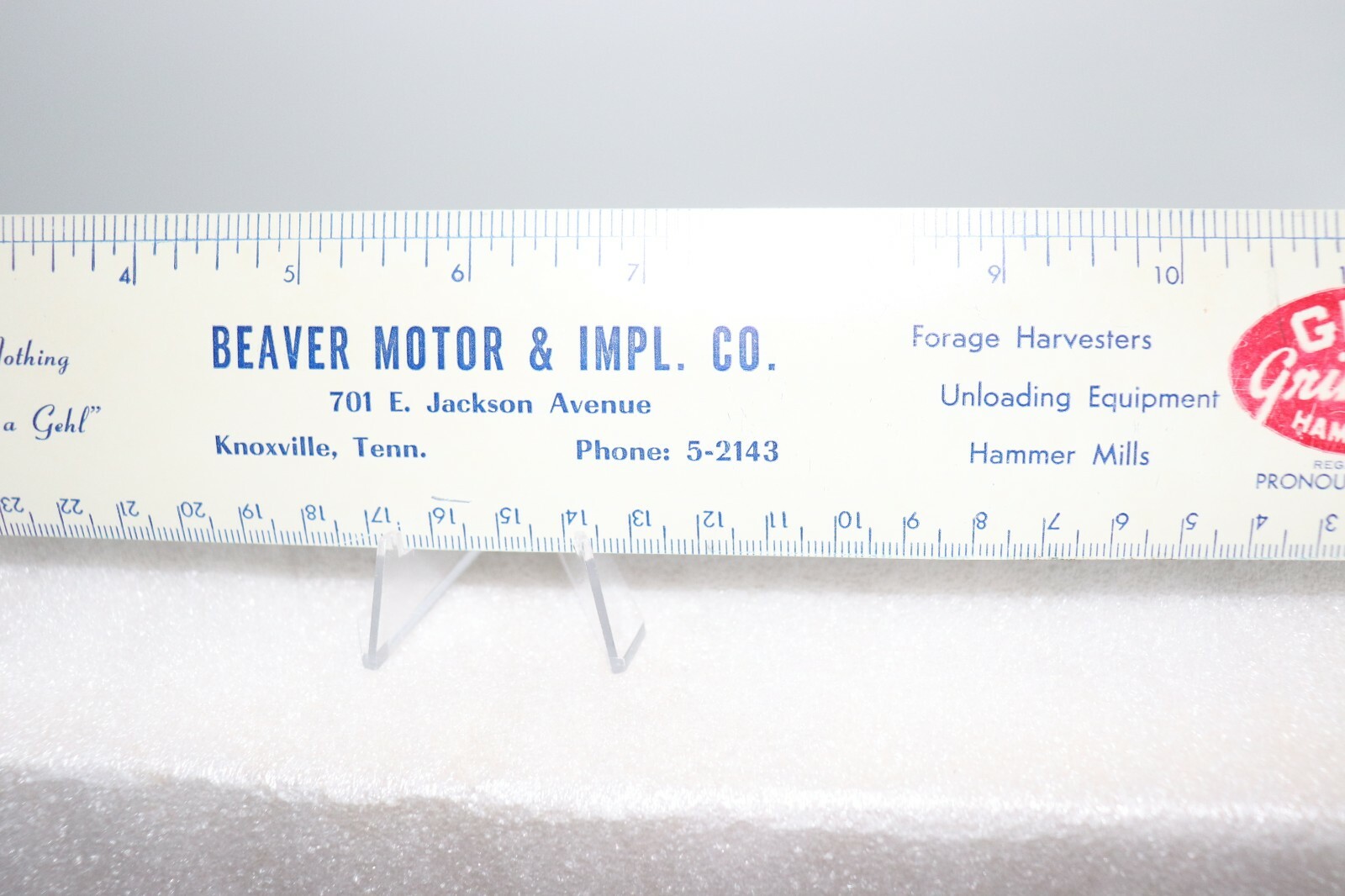 Vintage GEHL Farming Equipment Advertising Beaver Motor & Implement Co. Ruler