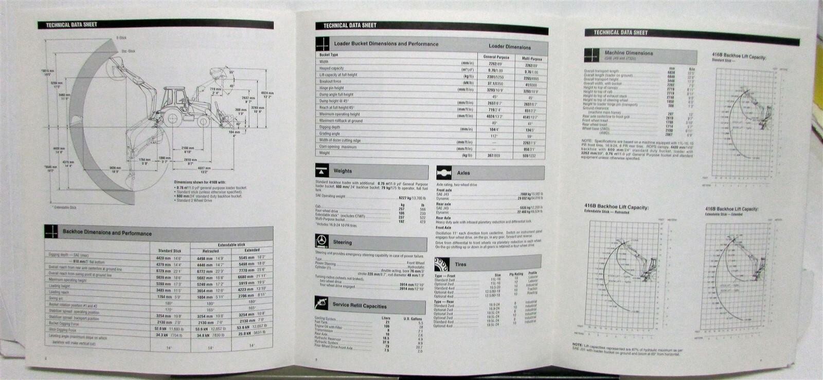 1992 Caterpillar 416B Backhoe Loader Construction Sales Brochure