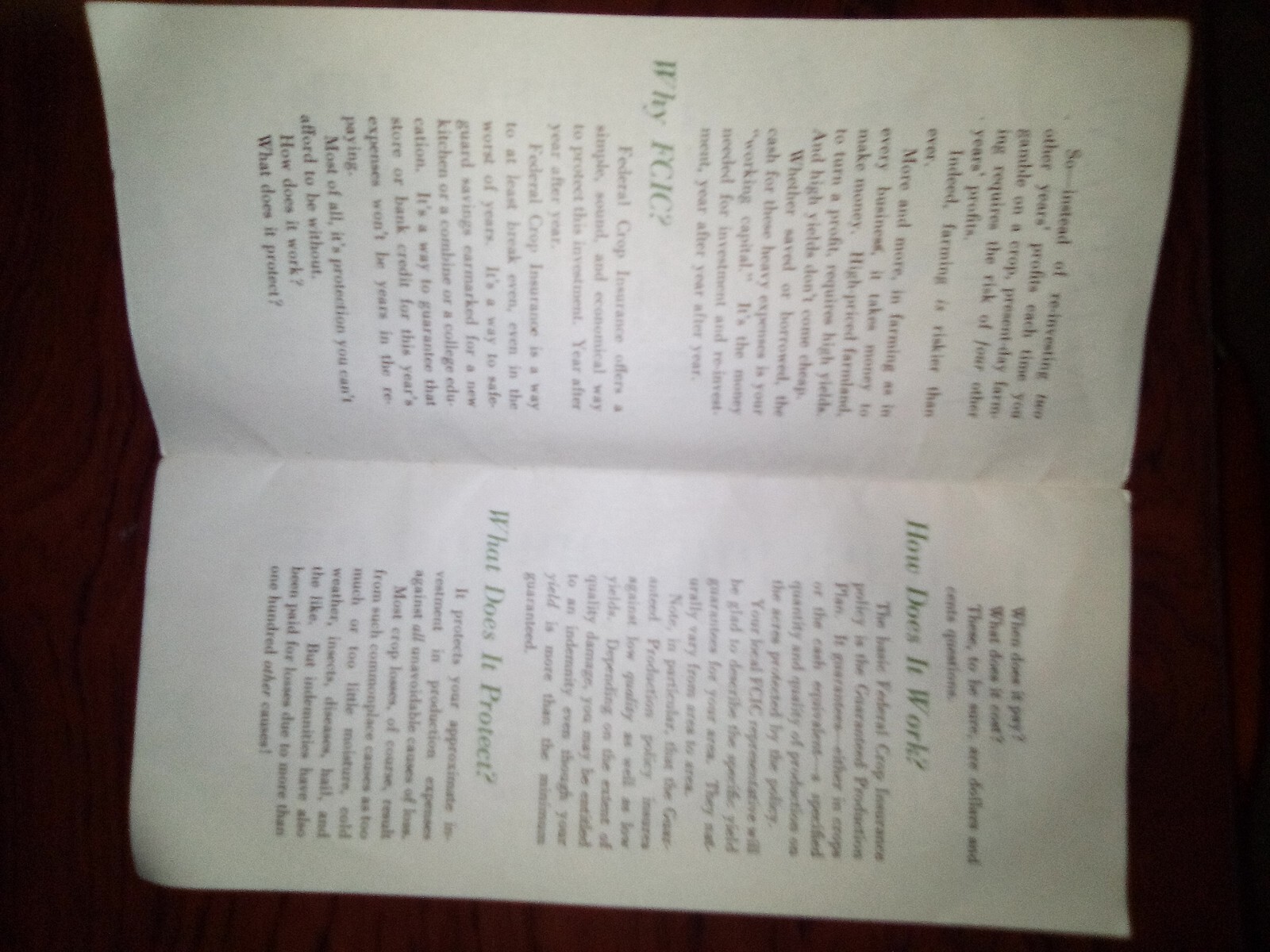1962 United States Department Of Agriculture Federal Crop Insurance Pamphlet