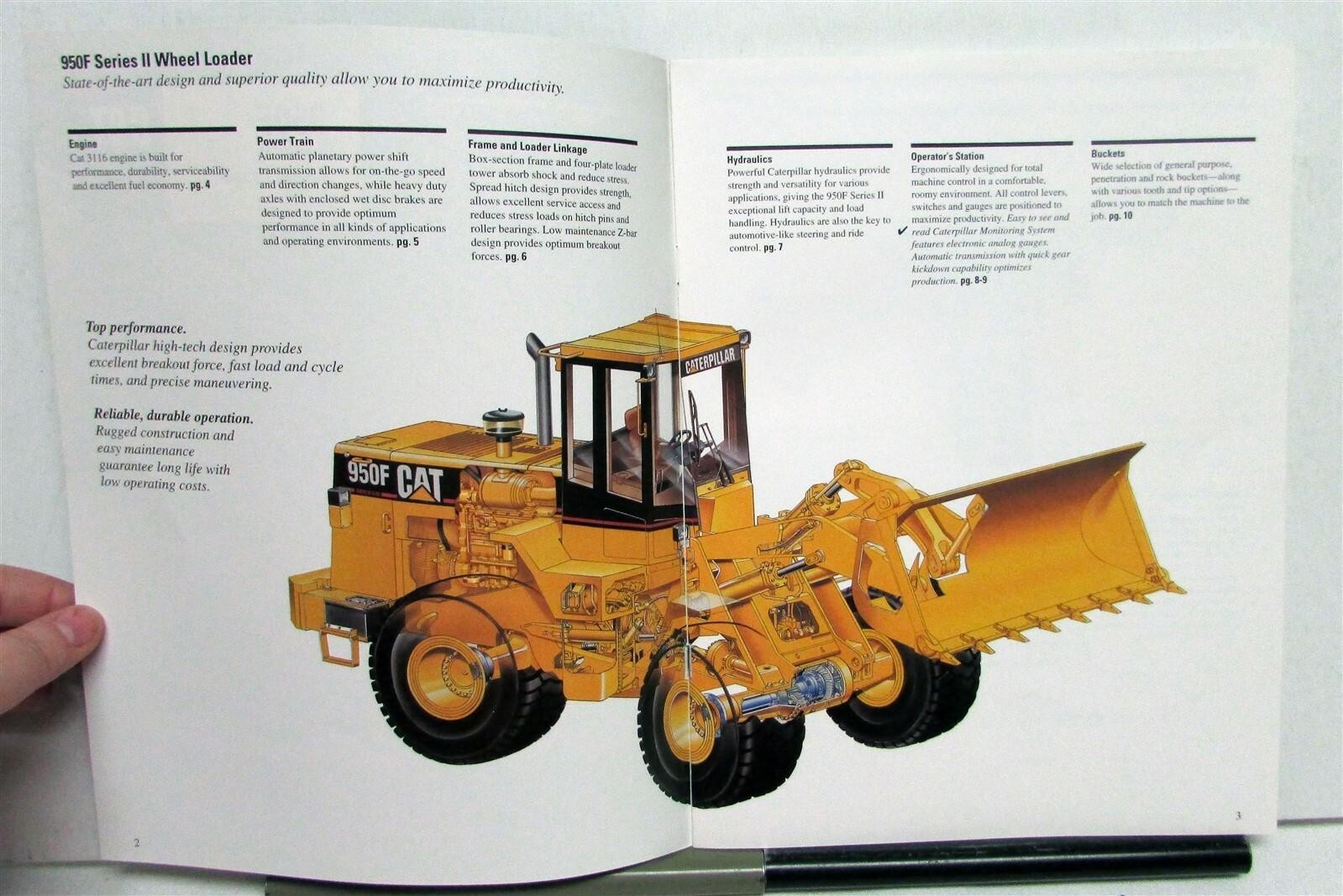1995 Caterpillar 950F Series II Wheel Loader Specs Construction Sale Brochure