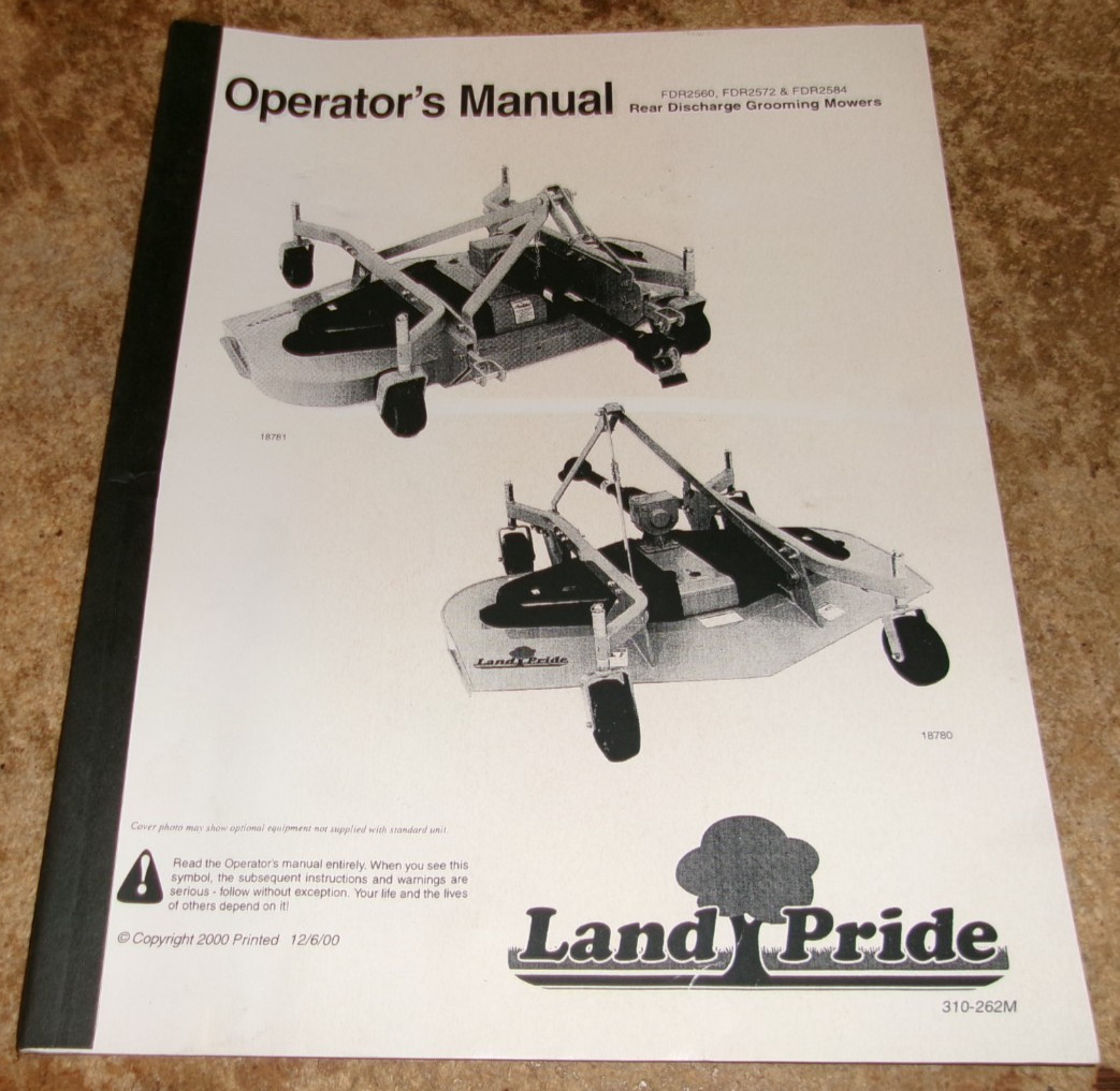 2000 land pride FDR2560/FDR2572/FDR2584 grooming mowers operators manual used