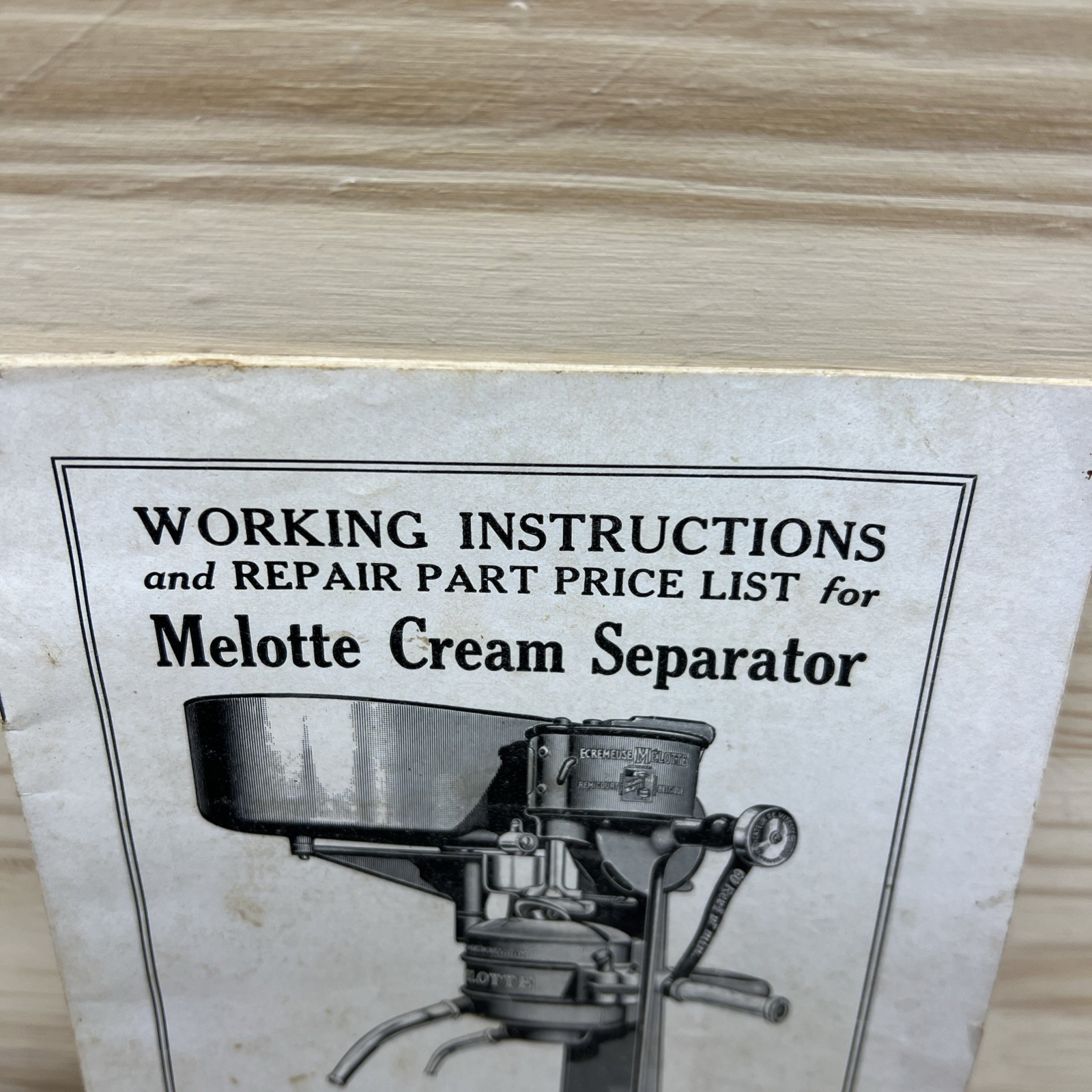 Melotte Cream Separator Working Instructions Parts Low Tank Models 66 77 111