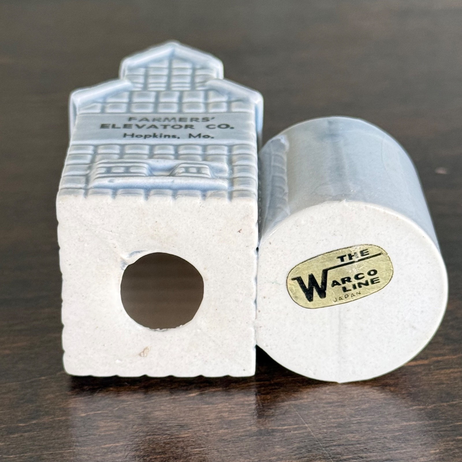Vintage Hopkins MO Farmers Grain Elevator Advertising Toothpick Holder Ceramic