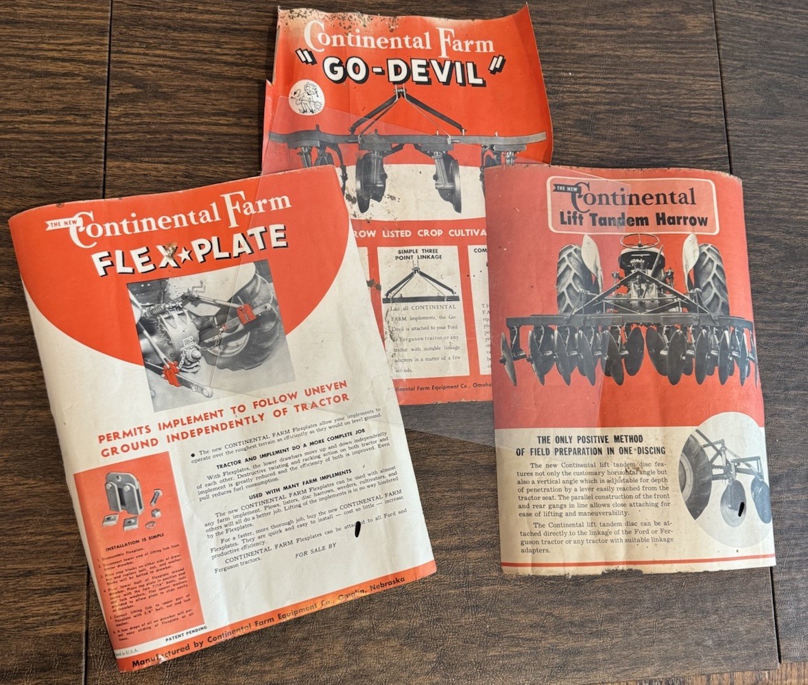 Vtg. Continental Farm Equipment Co. Omaha NE Brochures. Lot of 3