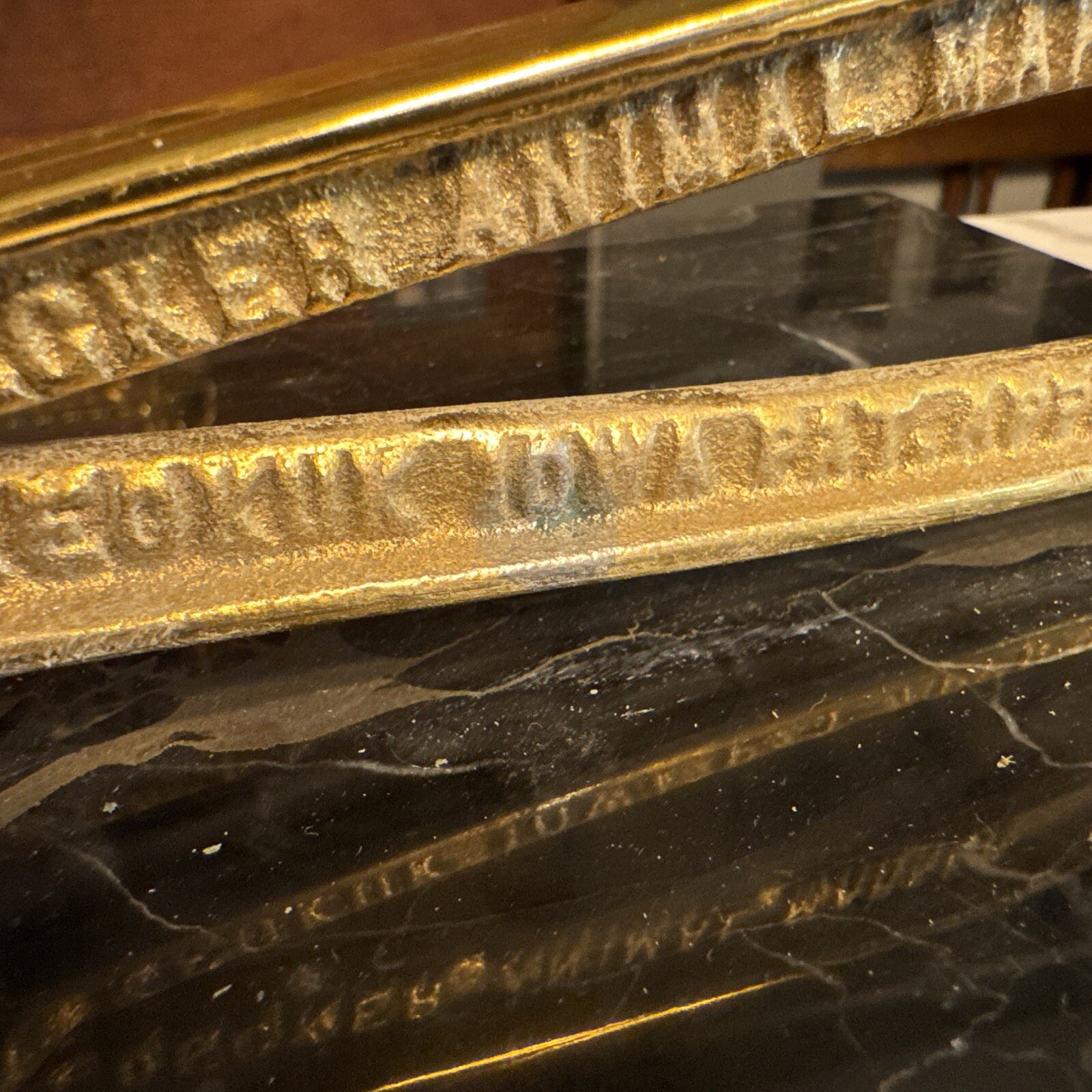 Vintage Decker Tool Animal Marker Brass Tone on Black Marble Base Keokuk IA USA