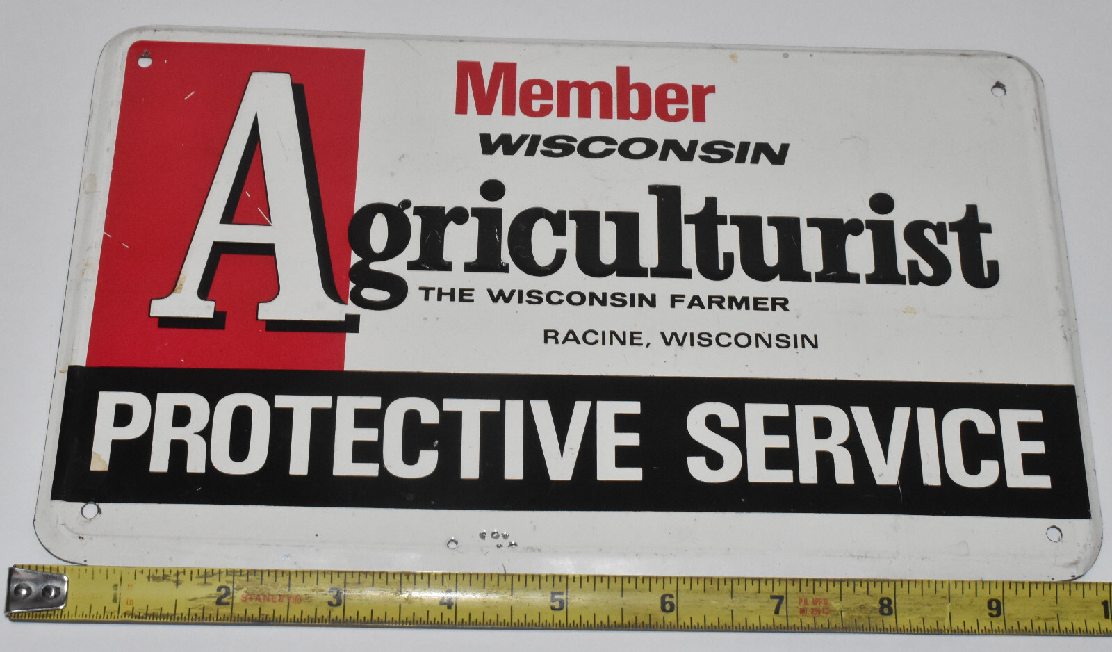 Vintage Wisconsin Agriculturalist Protective Service Farm Advertising Sign