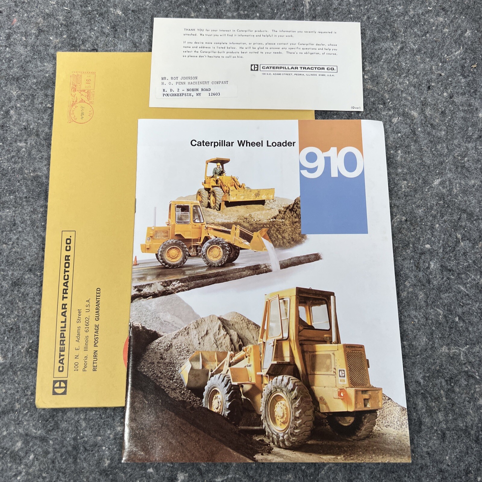 Equipment Brochure – Caterpillar – 910 – Wheel Loader – c1970&rsquo;s with Envelope