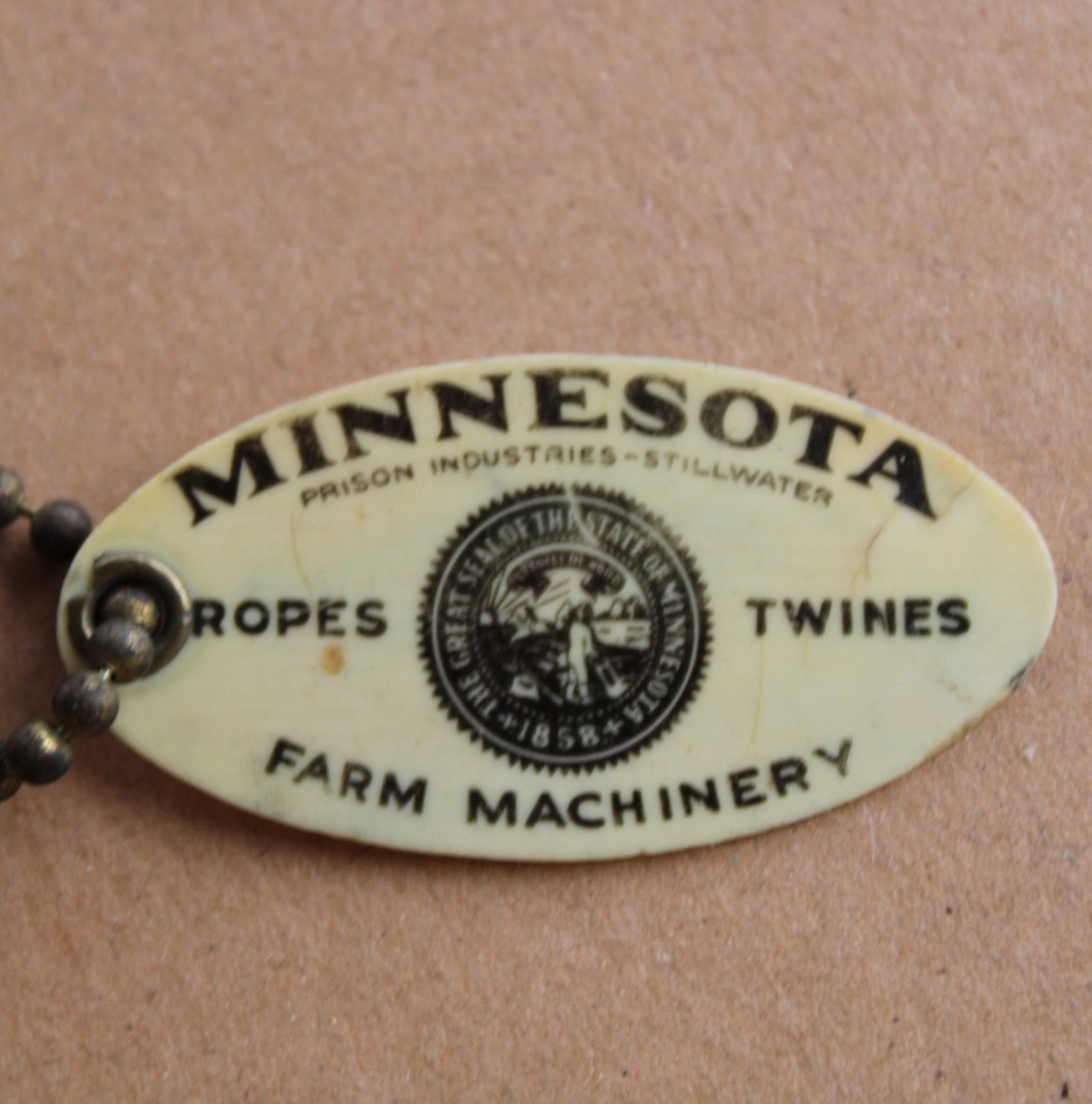 early 1900s era MINNESOTA ROPE TWINE & FARM MACHINERY Old Celluloid Keychain Fob