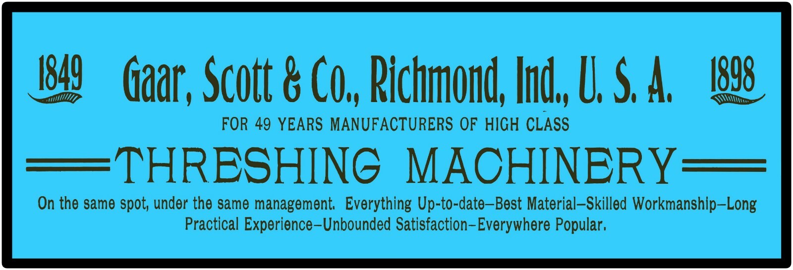 Gaar Scott Threshing Machinery 1898 New Metal Sign: 6&Prime; x 18&Prime; Long – Ships Free