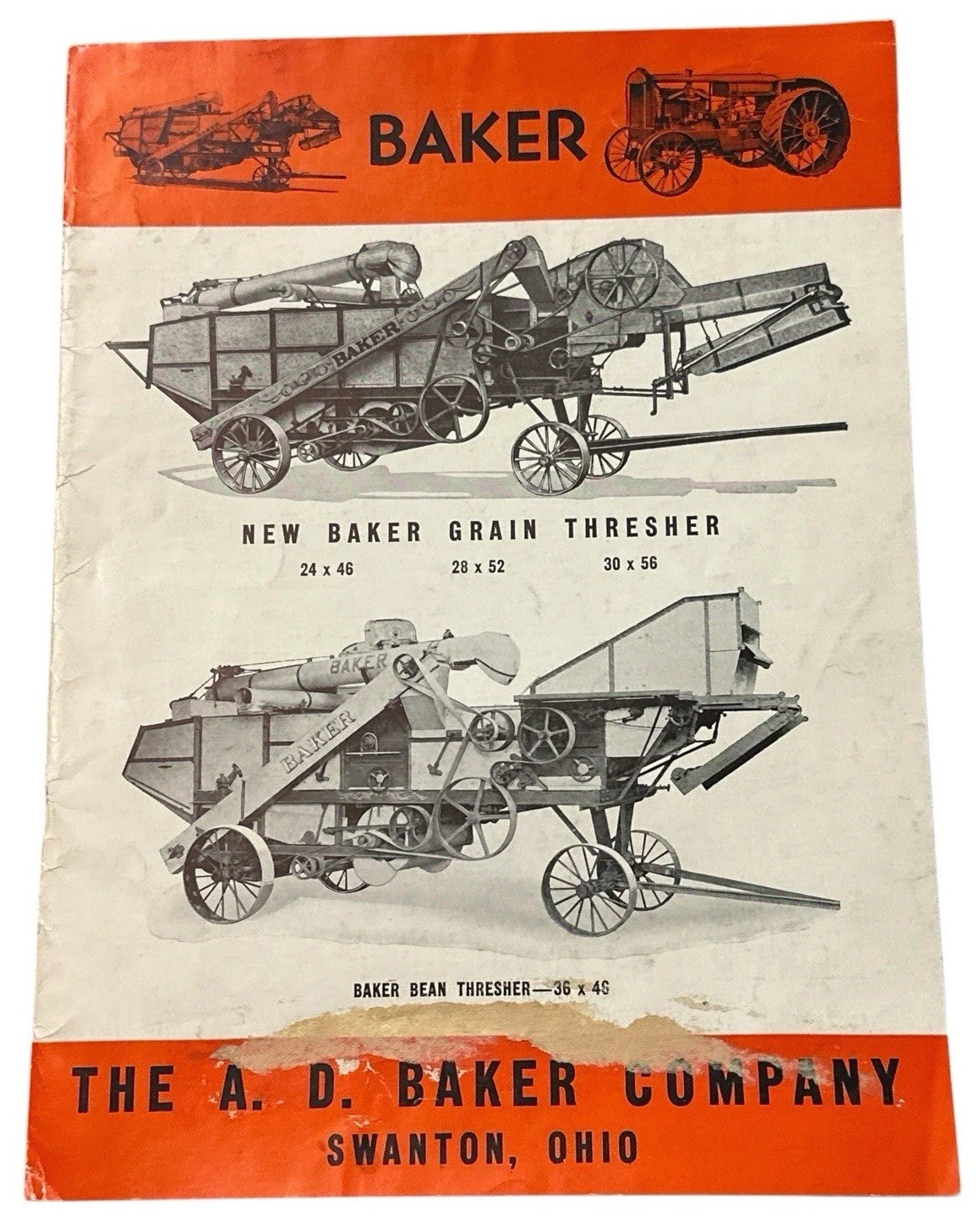 Antique A.D. Baker Grain Thresher Brochure Swanton Ohio Farm Advertising