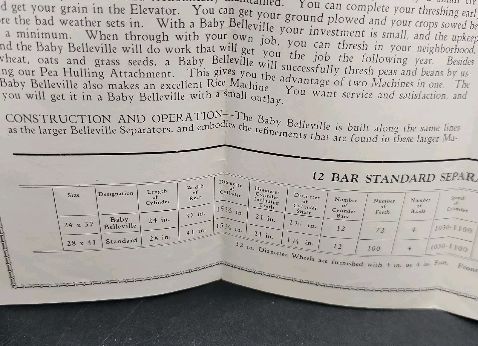 Baby BELLEVILLE THRESHING Brochure – HARRISON MACHINE WORKS – Farm Advertising