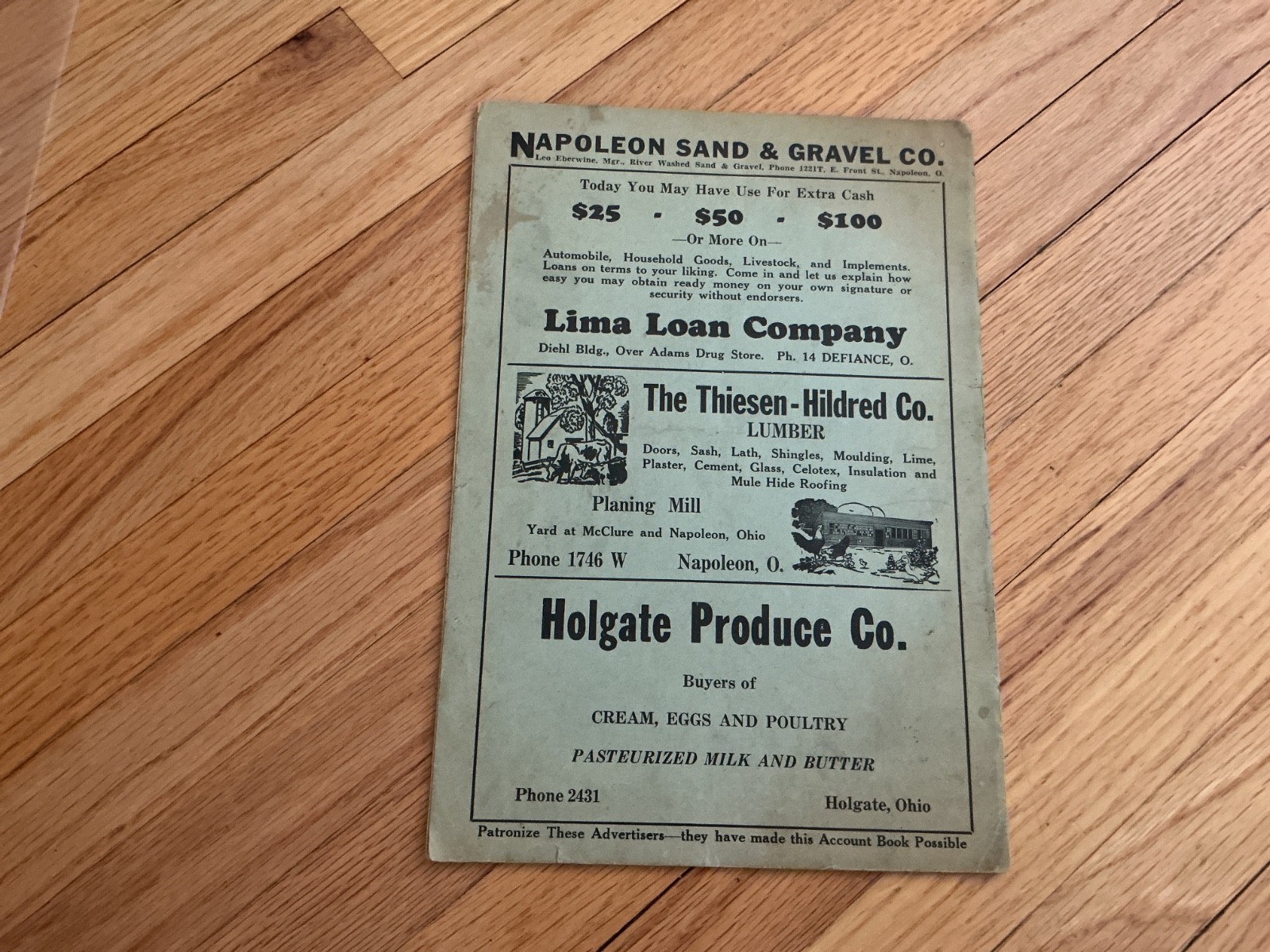 1940 Farm Acct. Record Book – Holgate Produce Co. Holgate, Ohio – Henry County