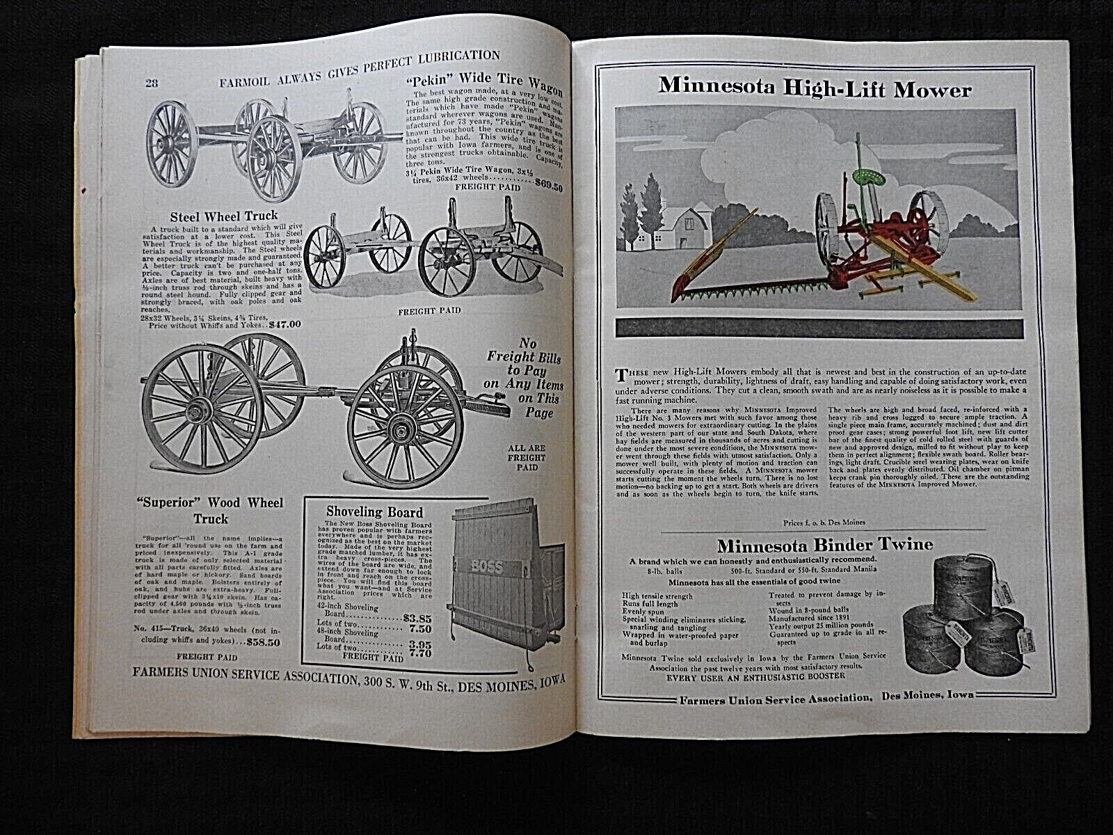 1931 FARMERS CO-OP CATALOG DES MOINES IA WAGONS GRAIN BINS MADISON MINNESOTA IMP