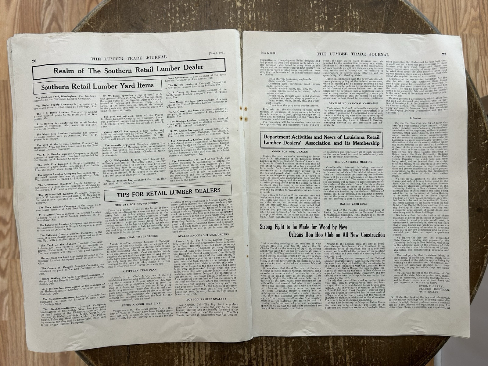 Vintage 1931 THE LUMBER TRADE JOURNAL New Orleans Logging Sawmill Industry