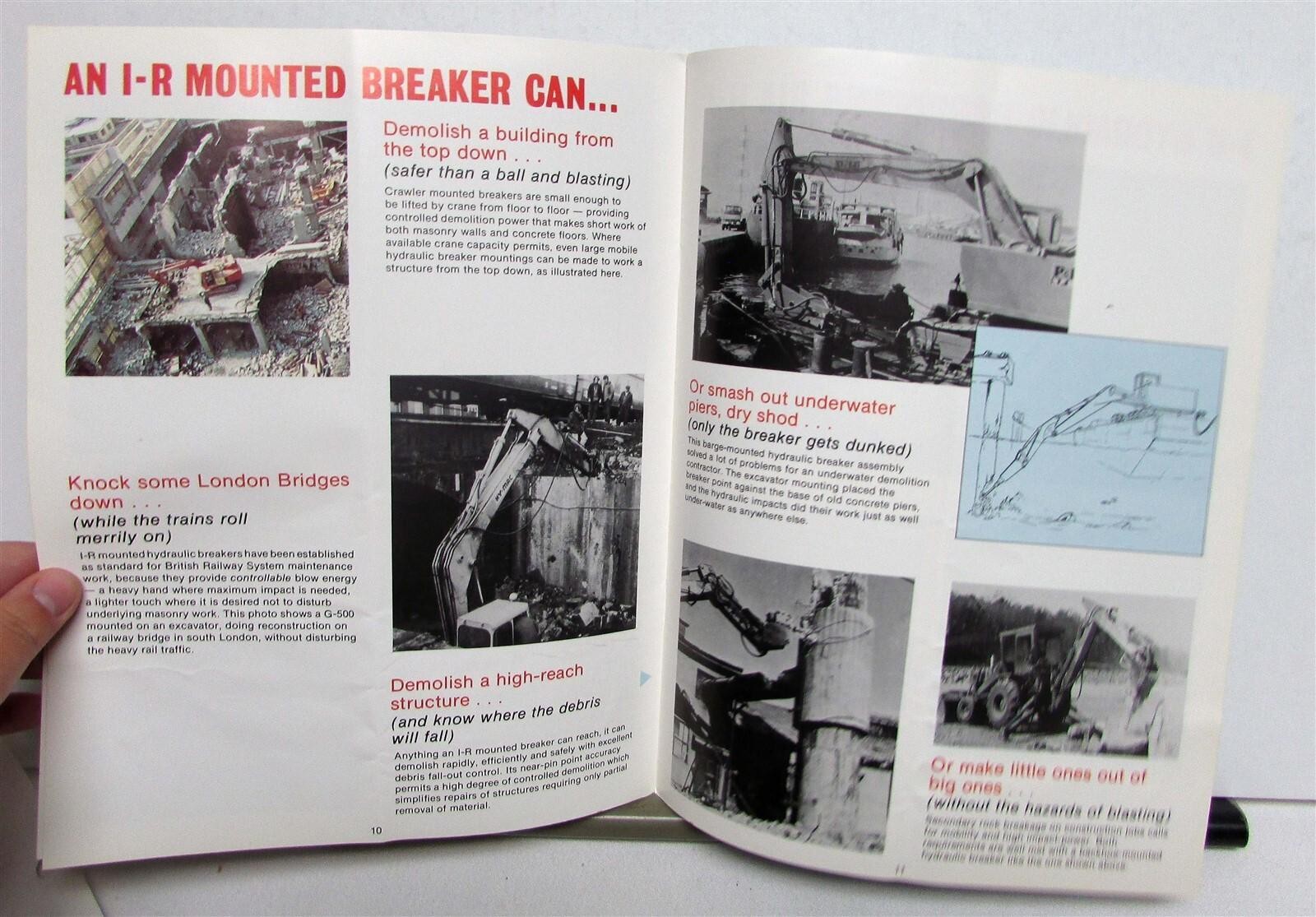 1975 Ingersoll-Rand I-R Mounted Breakers Air & Hydraulic Specs Sales Brochure