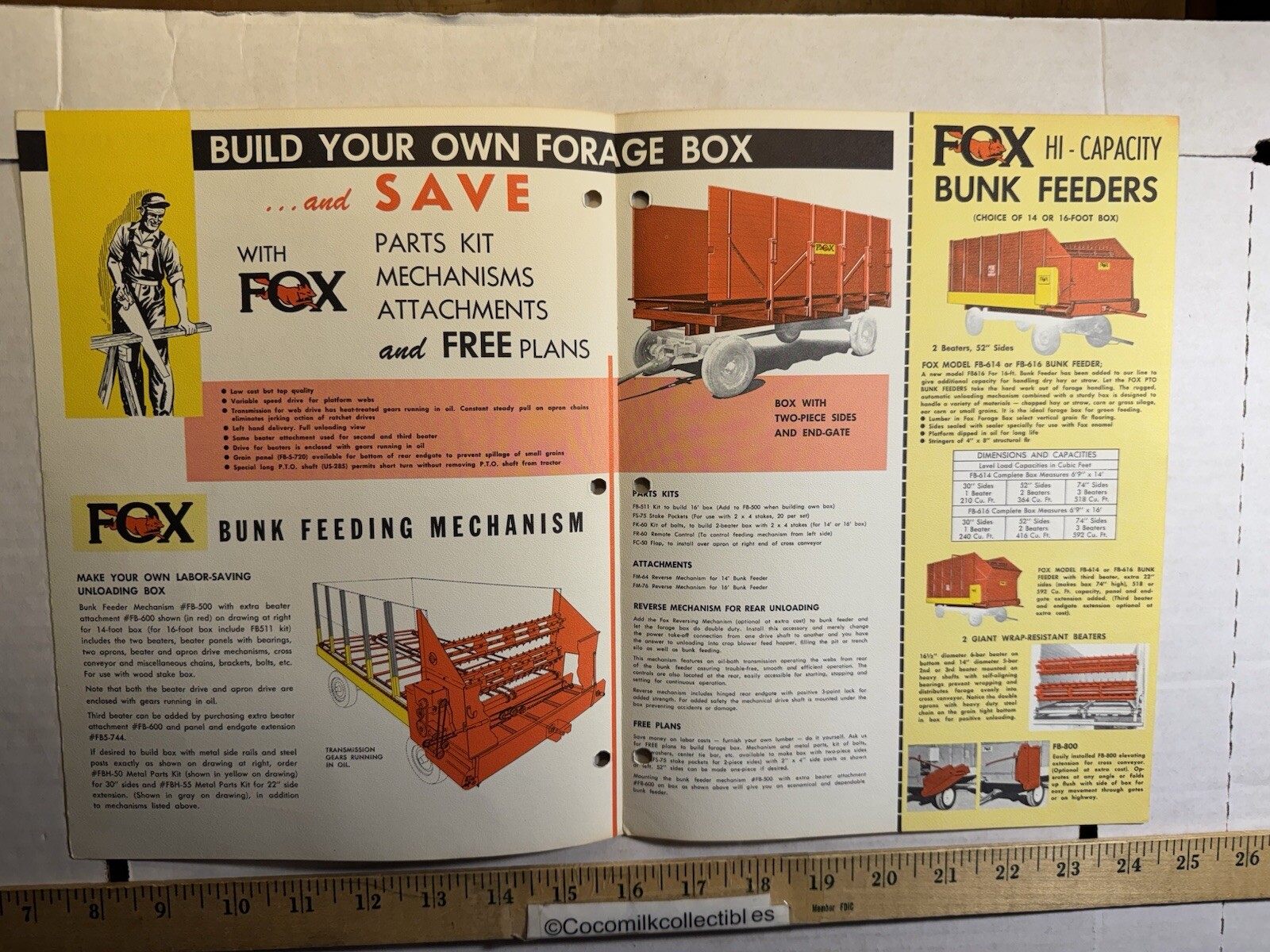 Vintage Fox Hi-Capacity Forage & Grain Box Brochure Appleton Wisconsin