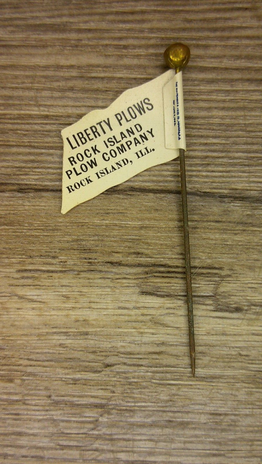 Flag stick pin advertising Liberty Plows Rock Island plow co Rock Island, Il Z93