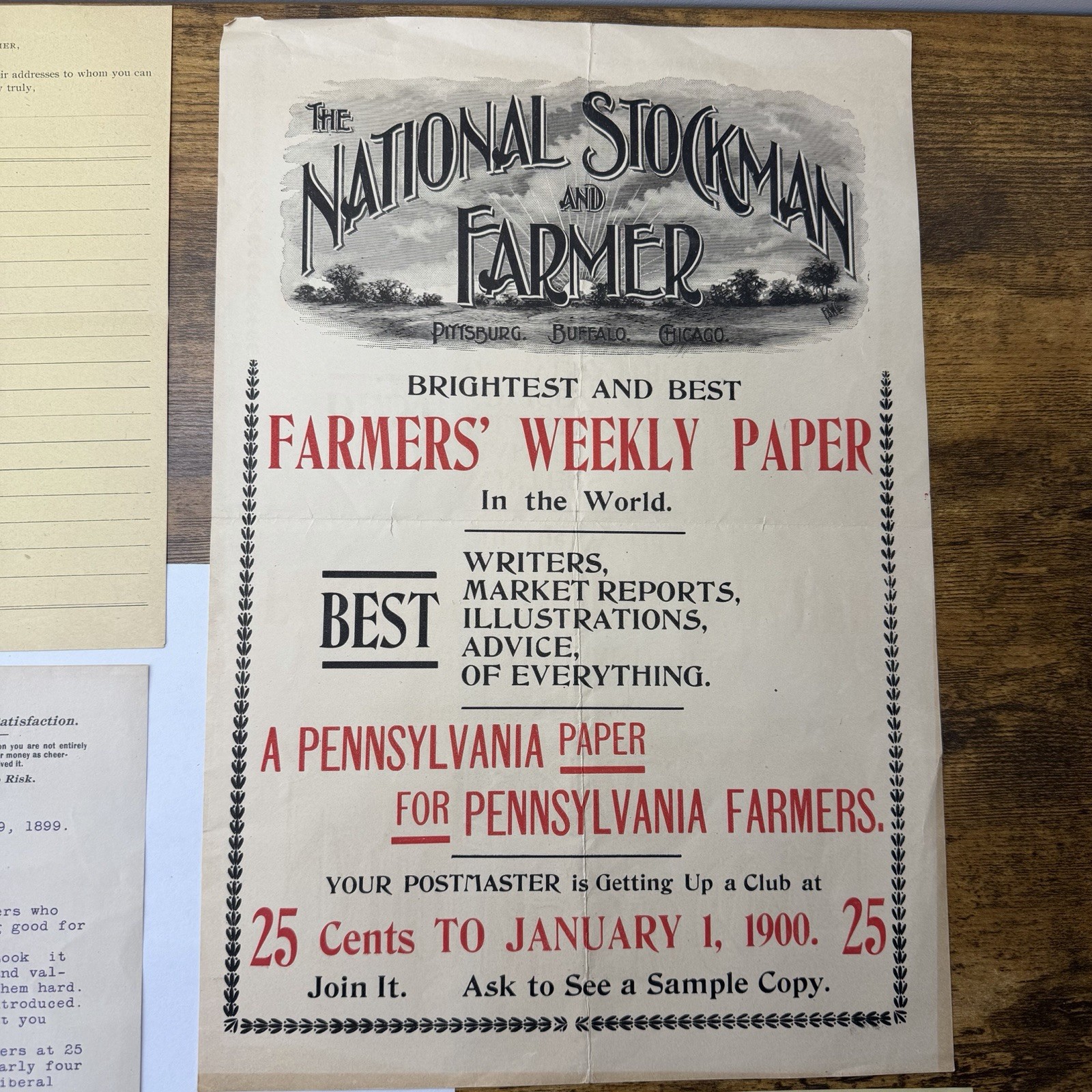 1899 National Stockman and Farmer Newspaper Prospectus Kit Poster Pittsburgh PA
