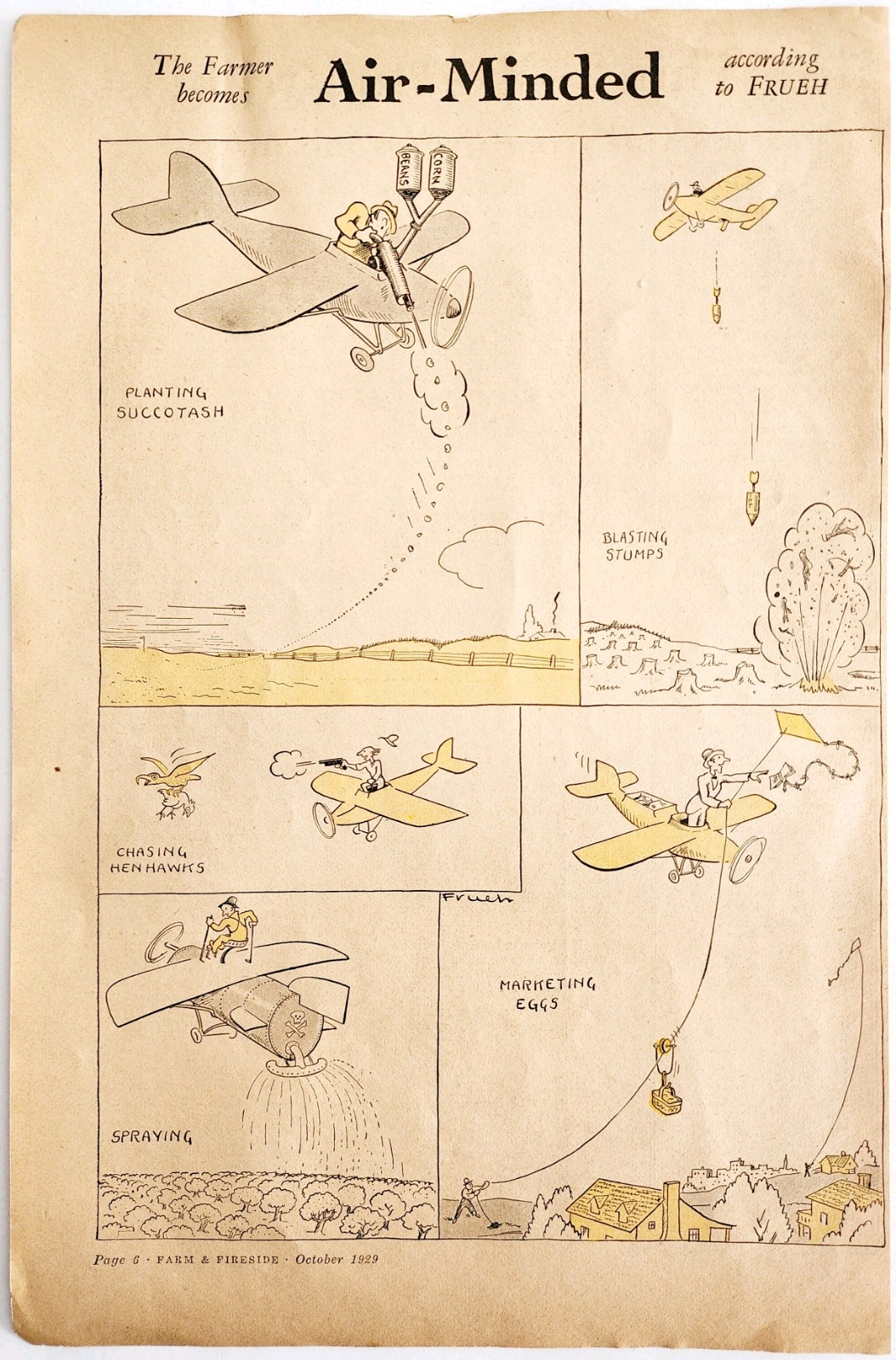 1929 Air Minded Farmer Comic Satire Advertisement Farming Agriculture DWY10