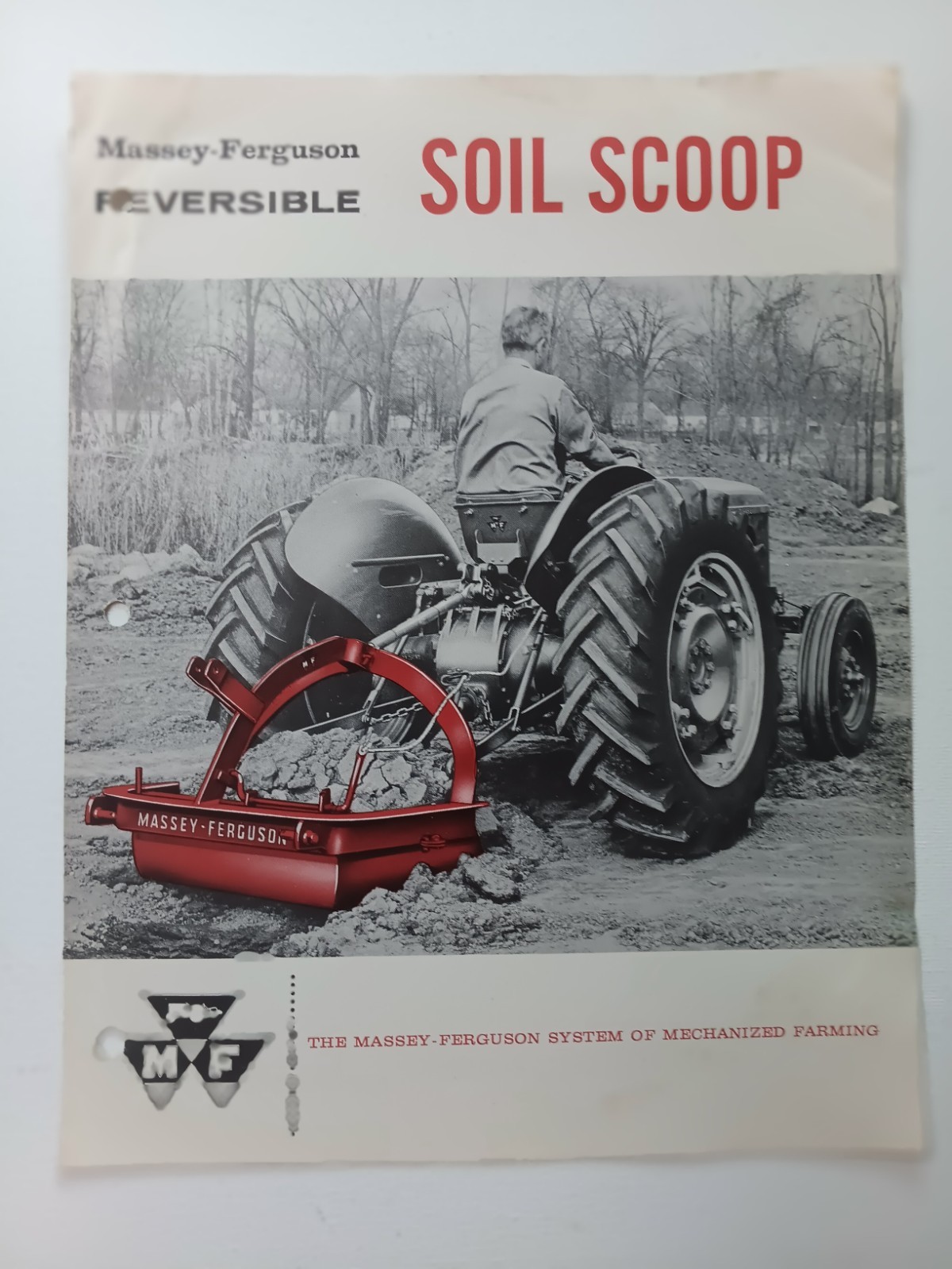 Vtg Massey Ferguson MF Reversible Soul Scoop Dealer Brochure AD