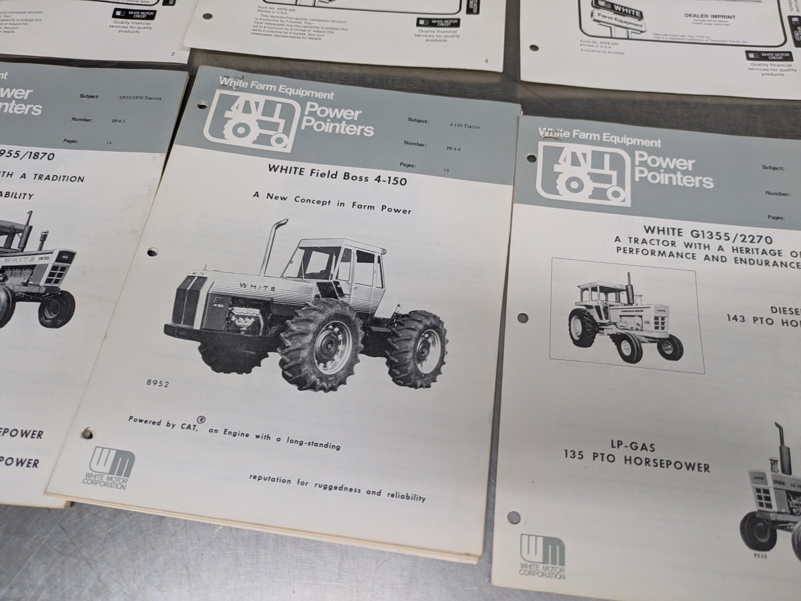 Lot Of 12 White Tractors Implements Dealership Sales Brochures Information