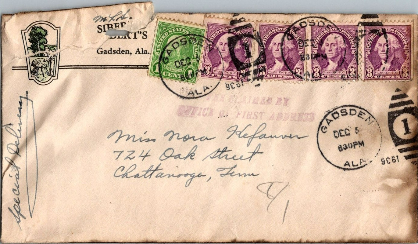 1936 John Deere Farm Equipment Sibert&rsquo;s Hardware Gadsden Al Letterhead & Cover