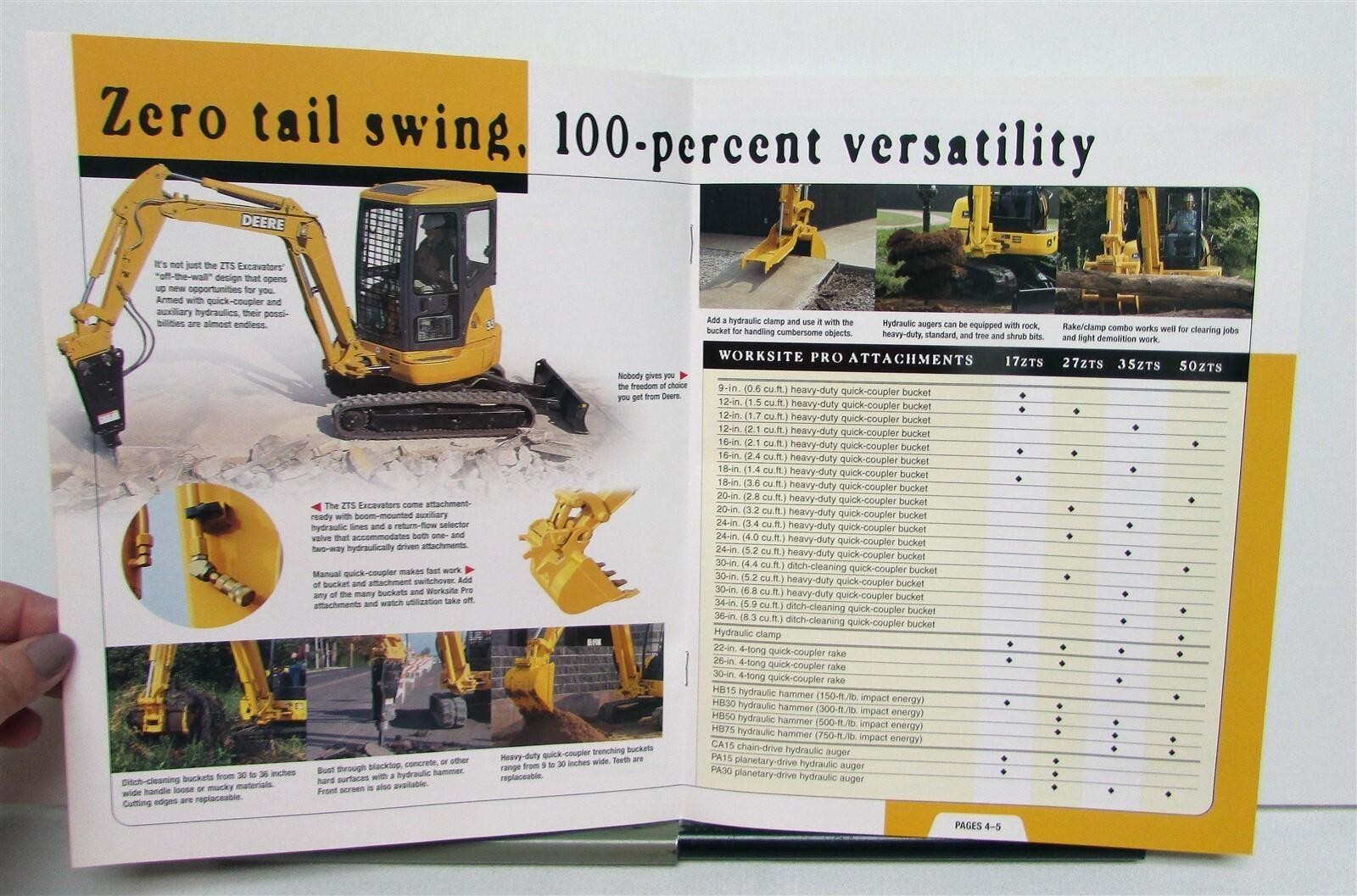 2001 John Deere Compact Excavator Specifications Construction Sales Brochure