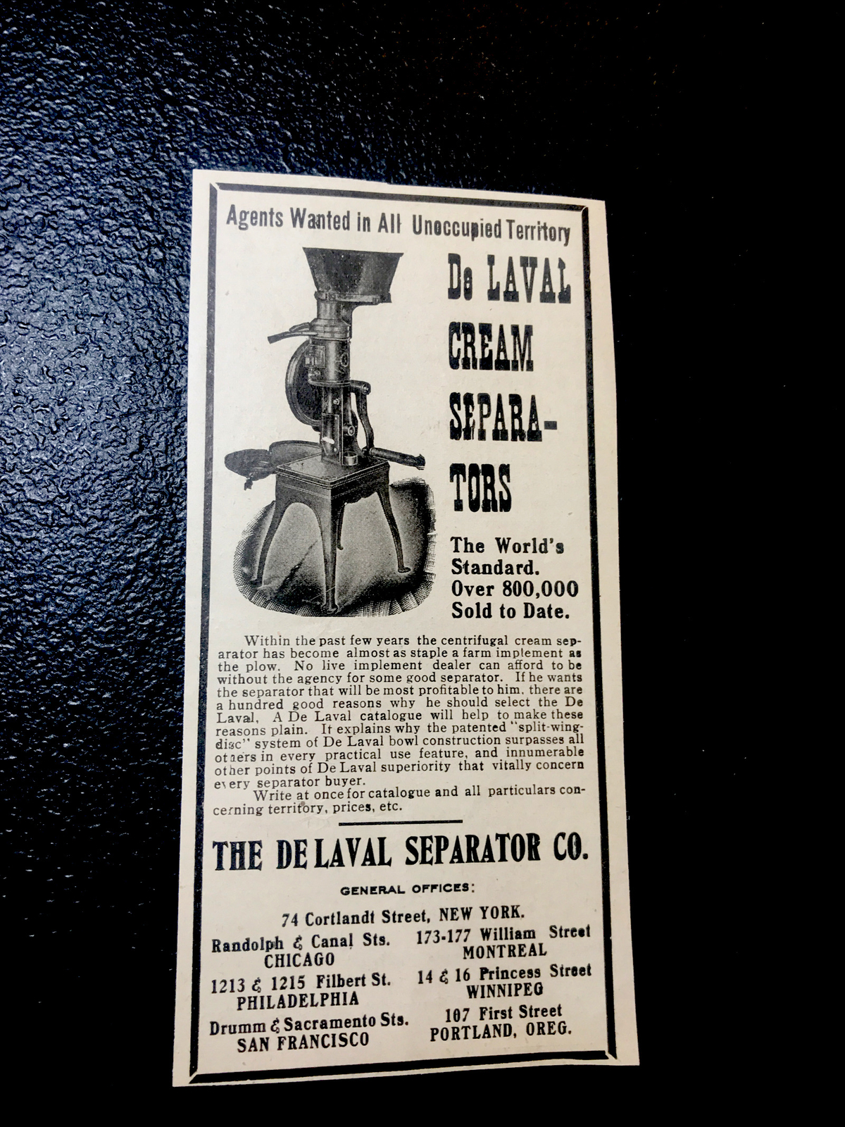 ORIGINAL 1907 De Laval Cream Separator Farm Advertising