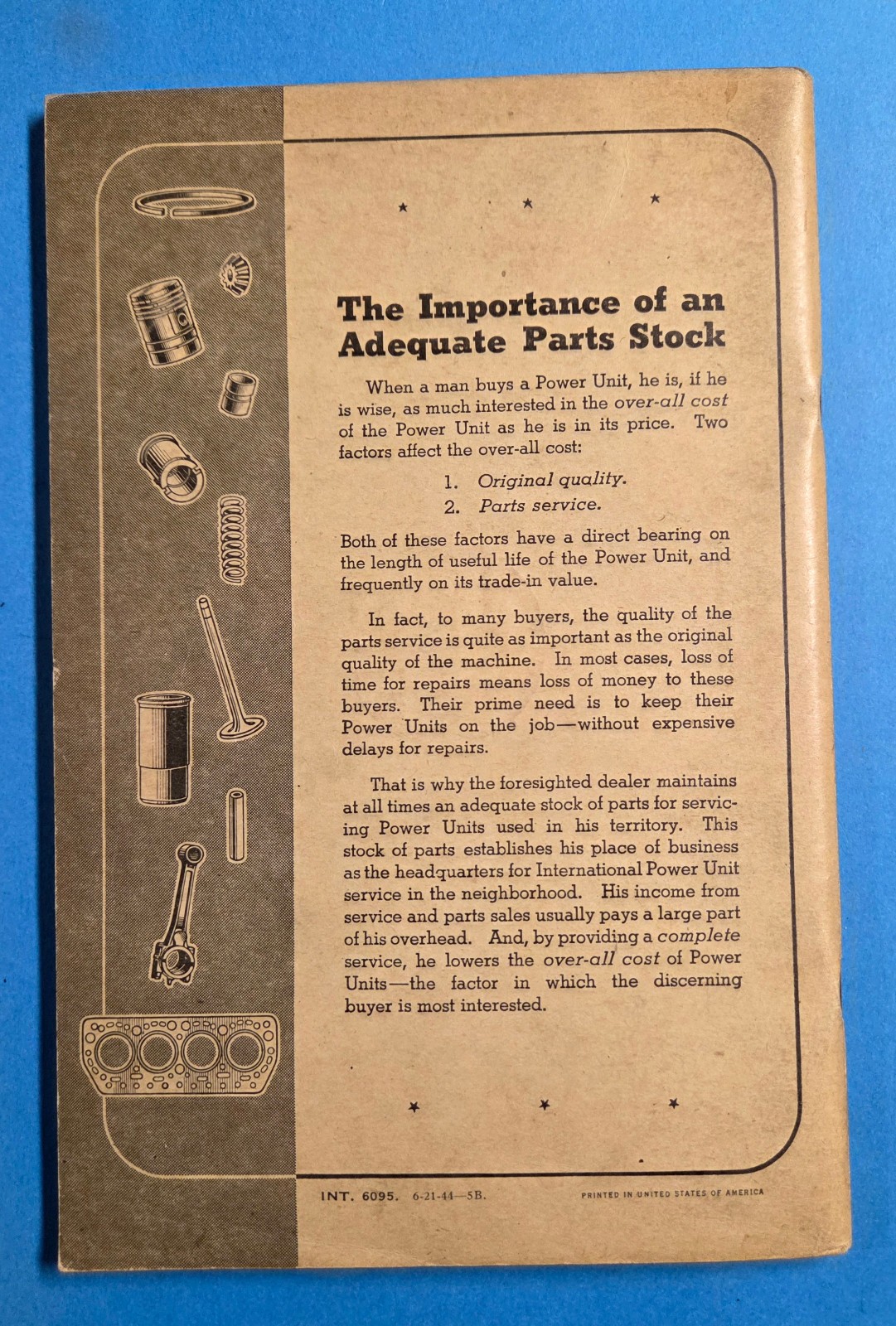 Vintage Manual Parts List International ID 9 Tractor 1944