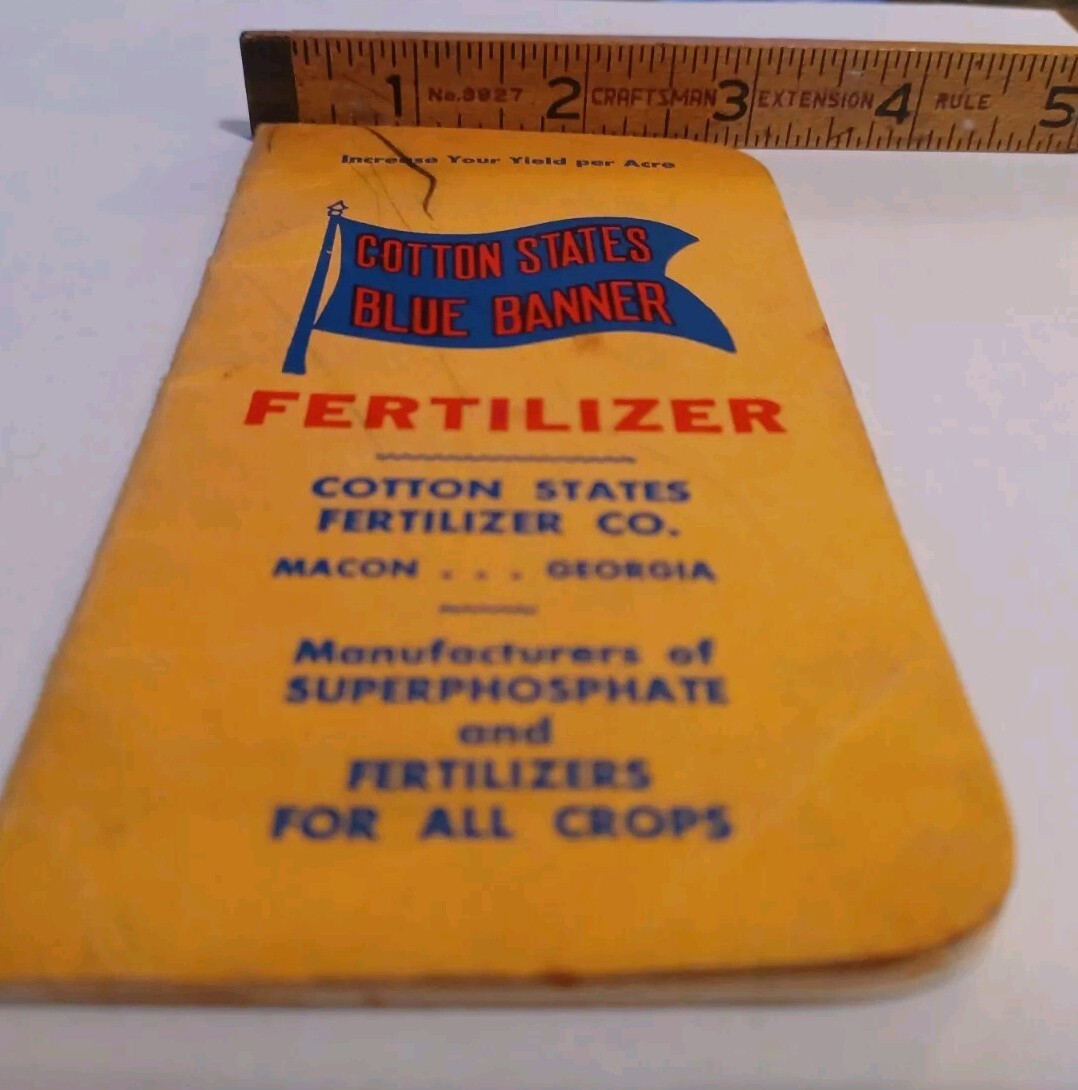 1949 Notepad Cotton States Fertilizer Blue Banner Macon Georgia
