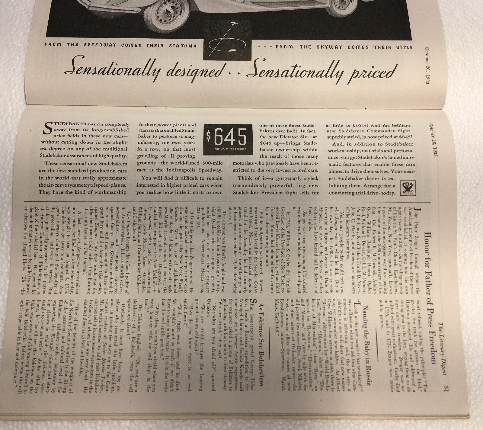 OCTOBER 28, 1933 — THE LITERARY DIGEST MAGAZINE