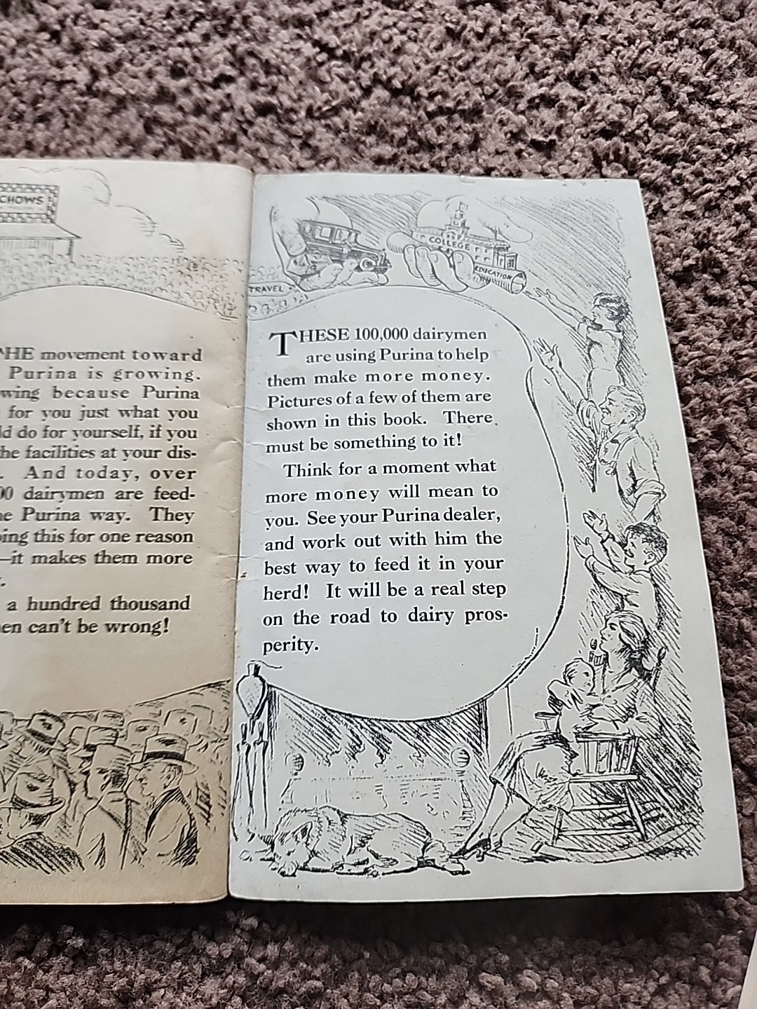 Vintage 1929 Dairy Prosperity Book By Purina And 1948 MILK Bacteria Flyer