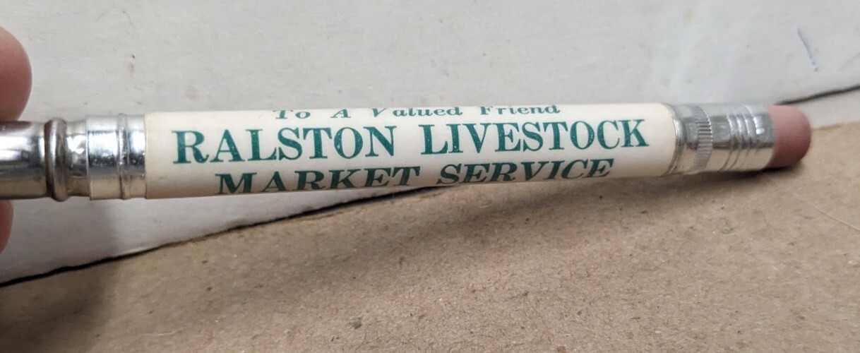 Vintage Ralston Livestock Market Service Omaha NE Bullet Pencil Leo A. Zarestky