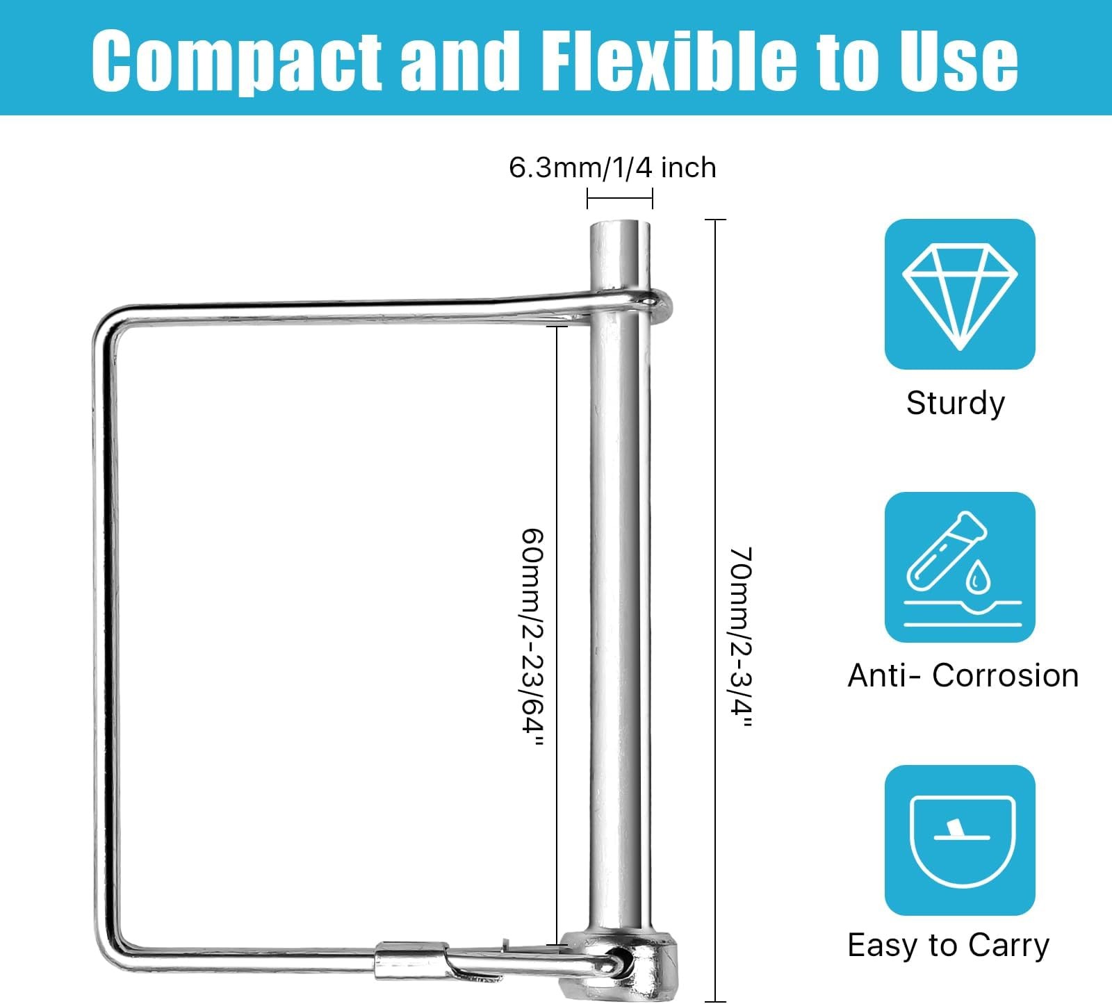 40 PCS Square Trailer Hitch Pin, Safety Carbon Steel Wire Shaft Locking Pin, …