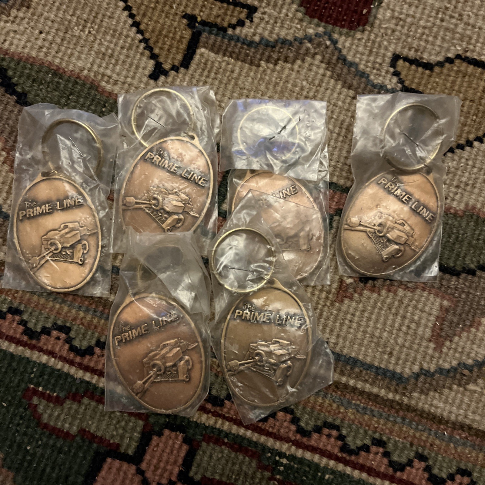 Set of 6 Prime Line Brass Keychains 1986 Limited Edition Vintage Hesston