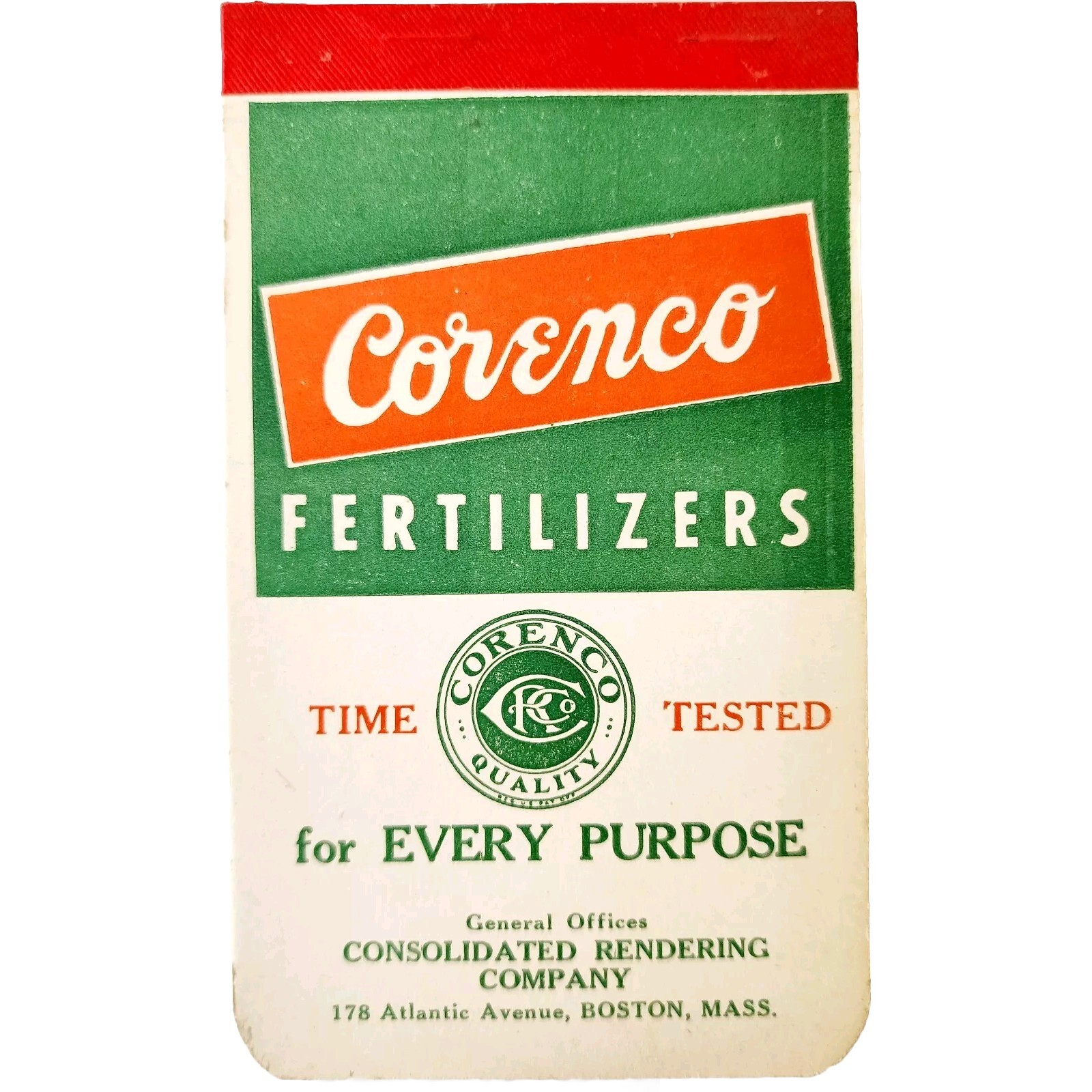 1960 Corenco Fertilizers Boston Notepad Booklet Consolidated Rendering Co E85F