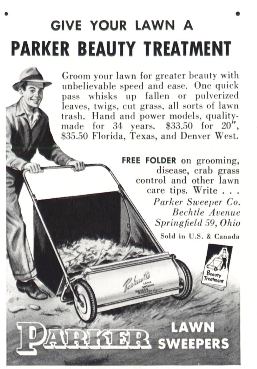 1954 Parker Lawn Sweepers: Parker Beauty Treatment Vintage Print Ad