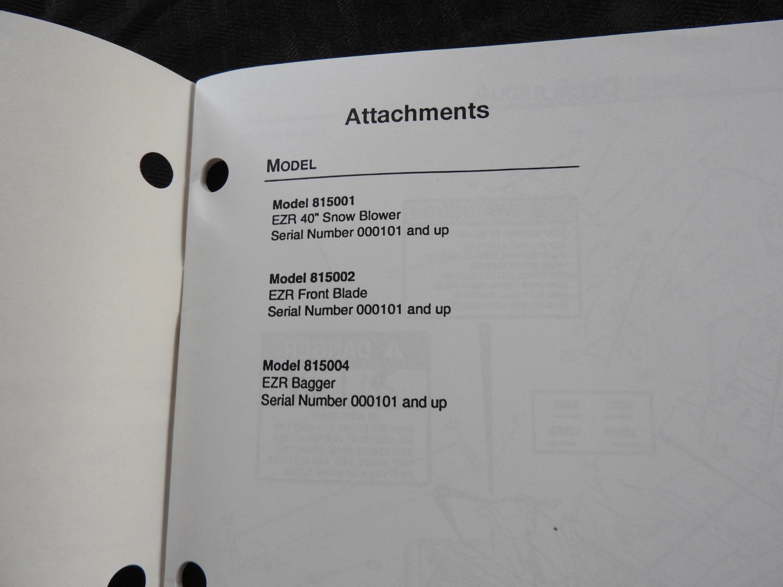 ARIENS EZRIDER 815 SERIES ZERO-TURN MOWER PARTS CATALOG MANUAL BLADE BAGGER SNOW