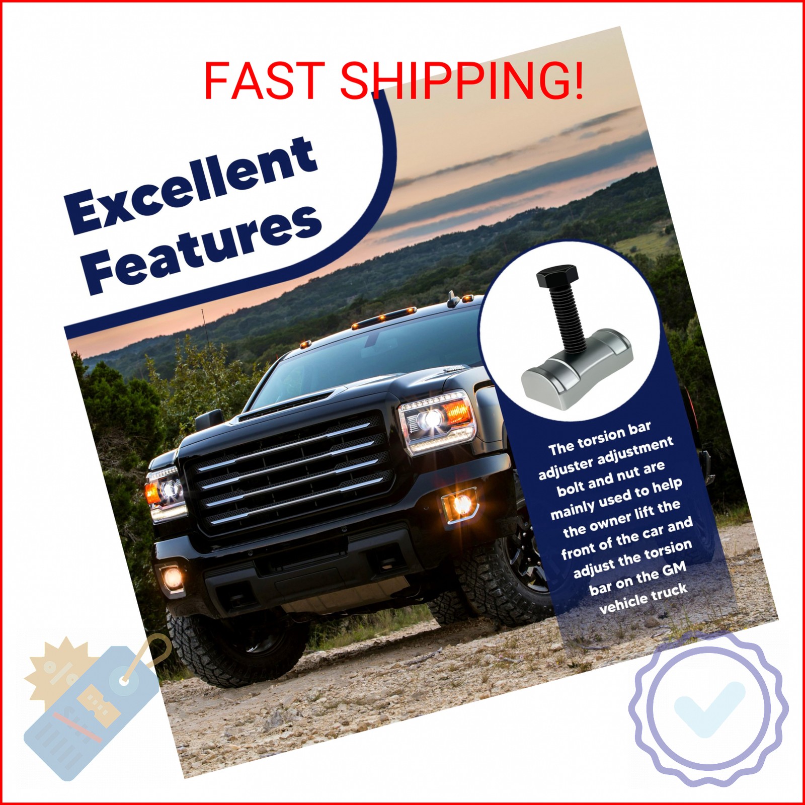 VONLX Torsion Bar Adjustment Bolt and Lock Nut Fit for Chevrolet Silverado Tahoe