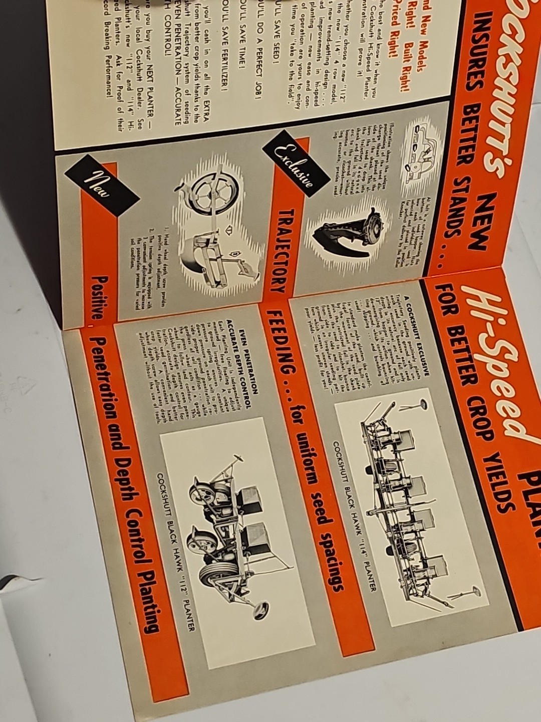 Vintage Cockshutt 112 114 Black Hawk Planters Foldout Brochure